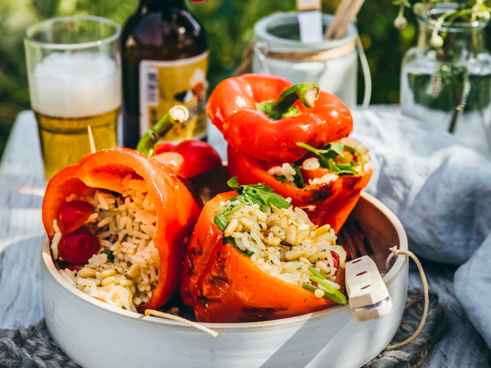 Vegan grillen - gefüllte Paprika vom Grill