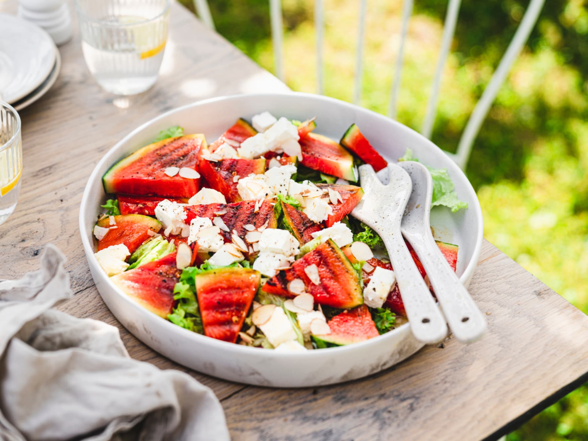 Vegetarisch grillen - gegrillte Wassermelone mit Feta