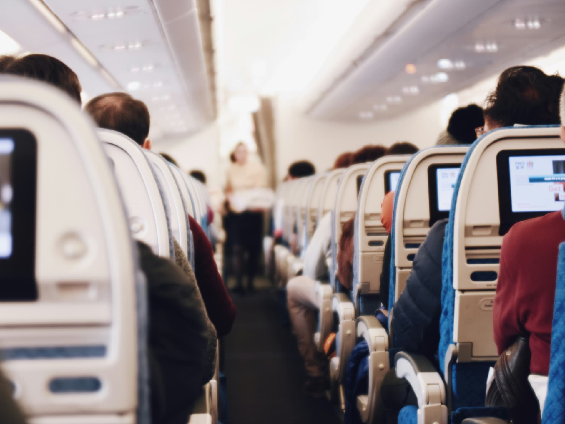 Passagiere in einem Flugzeug Passagiere im Flugzeug