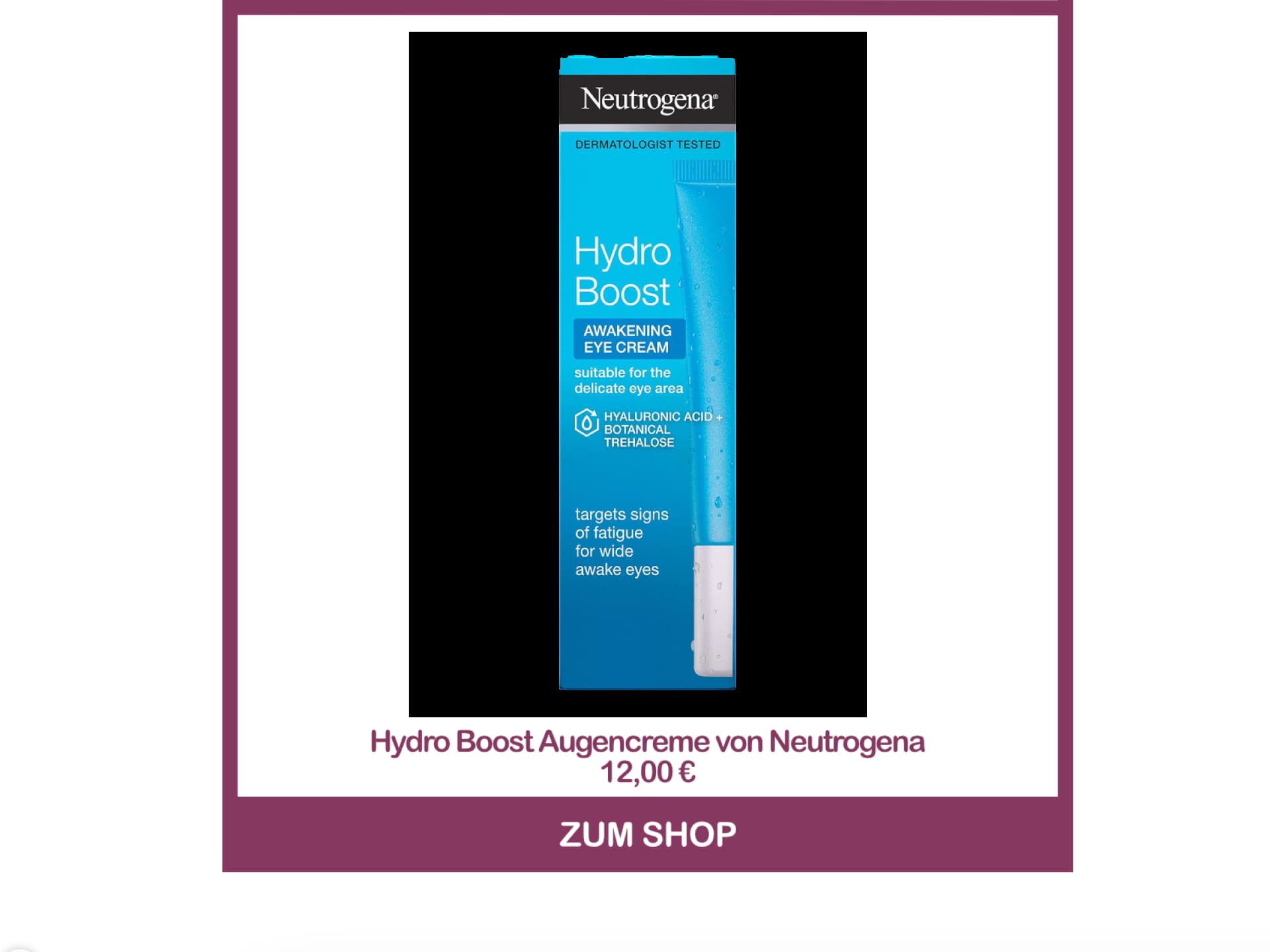 Beste Augencreme Rossmann - Hydro Booster von Neutrogena