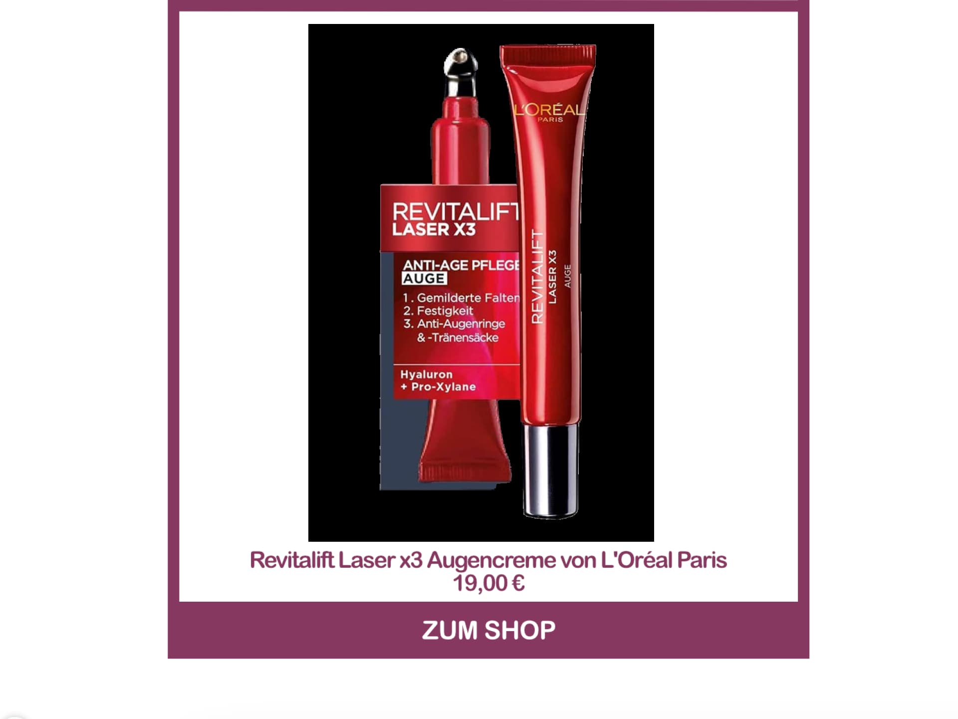 Beste Augencreme Rossmann - Revitalift Laser x3 von L'Oréal Paris 