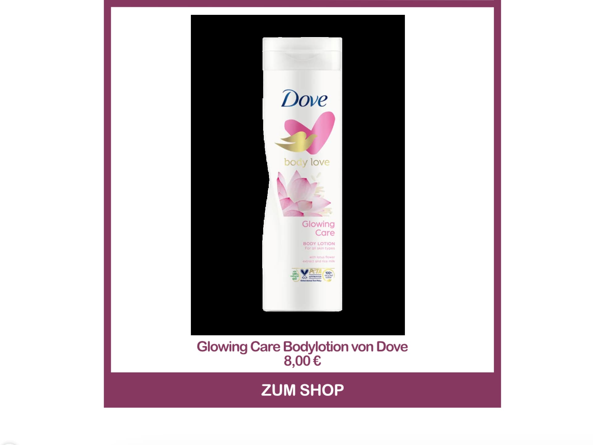 Beste Bodylotion von dm - Glowing Care Bodylotion von Dove