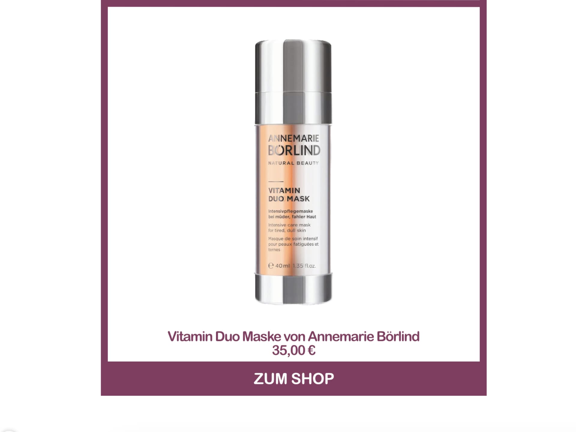 Beste Gesichtsmaske aus der Drogerie - Vitamin Duo Maske von Annemarie Börlind