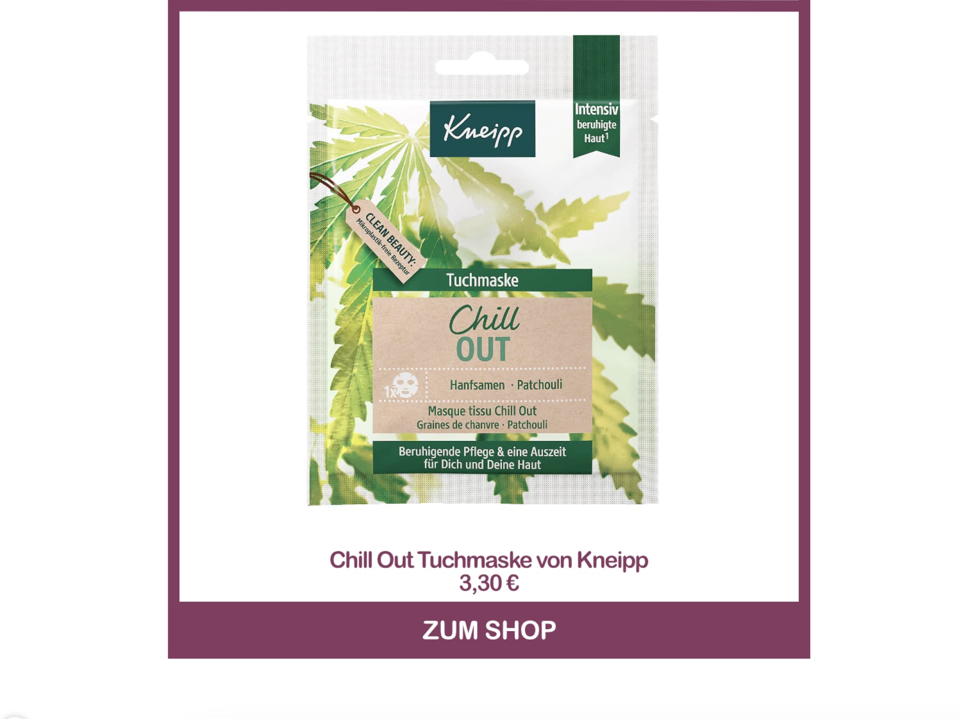 Beste Gesichtsmaske Drogerie - Chill Out Tuchmaske von Kneipp