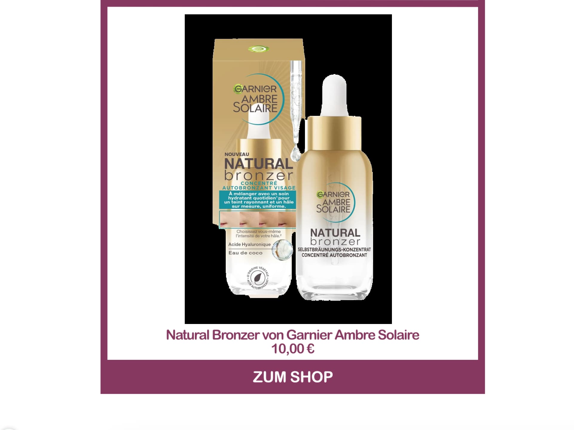 Bester Gesichts-Selbstbräuner aus der Drogerie - Natural Bronzer von Garnier Ambre Solaire