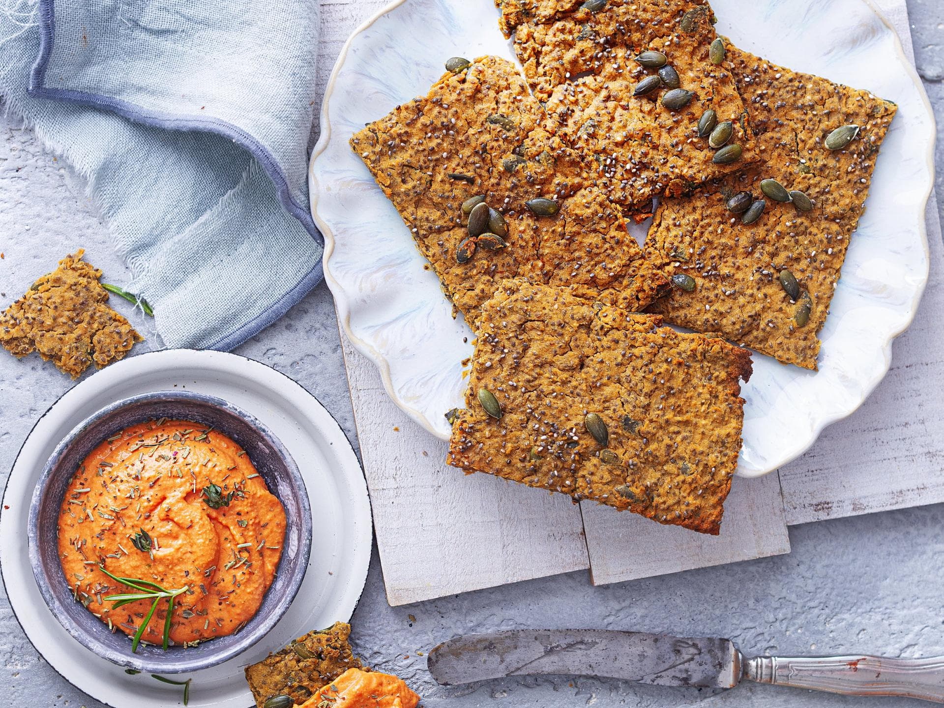 Selbst gebackenes Knäckebrot