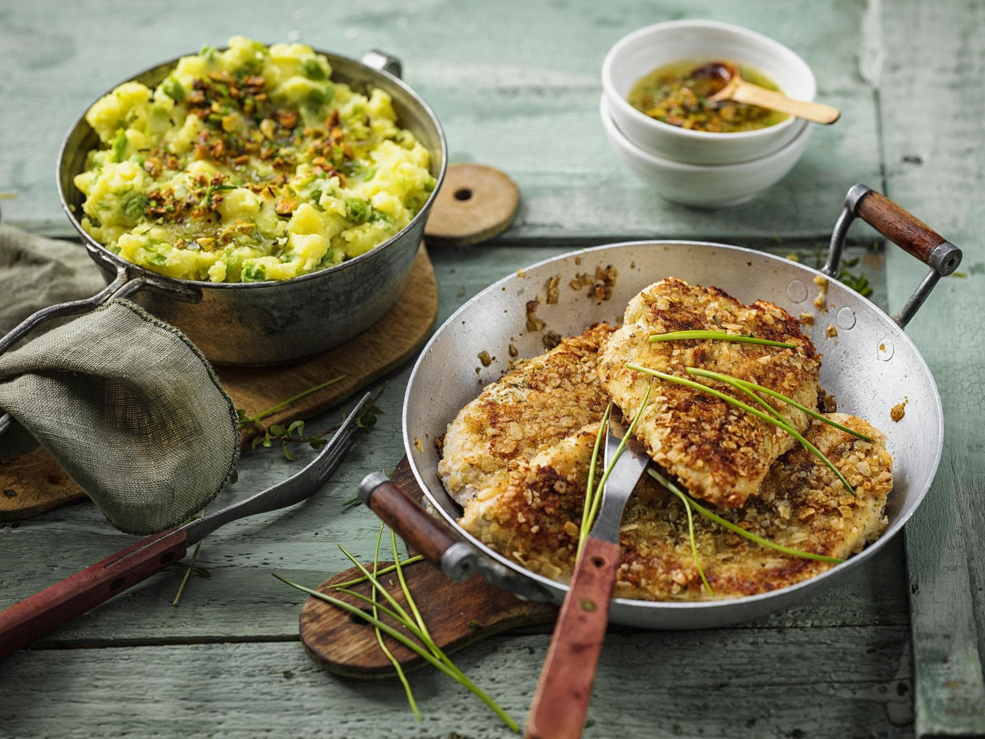 Hähnchenschnitzel in Haferflocken-Panade 