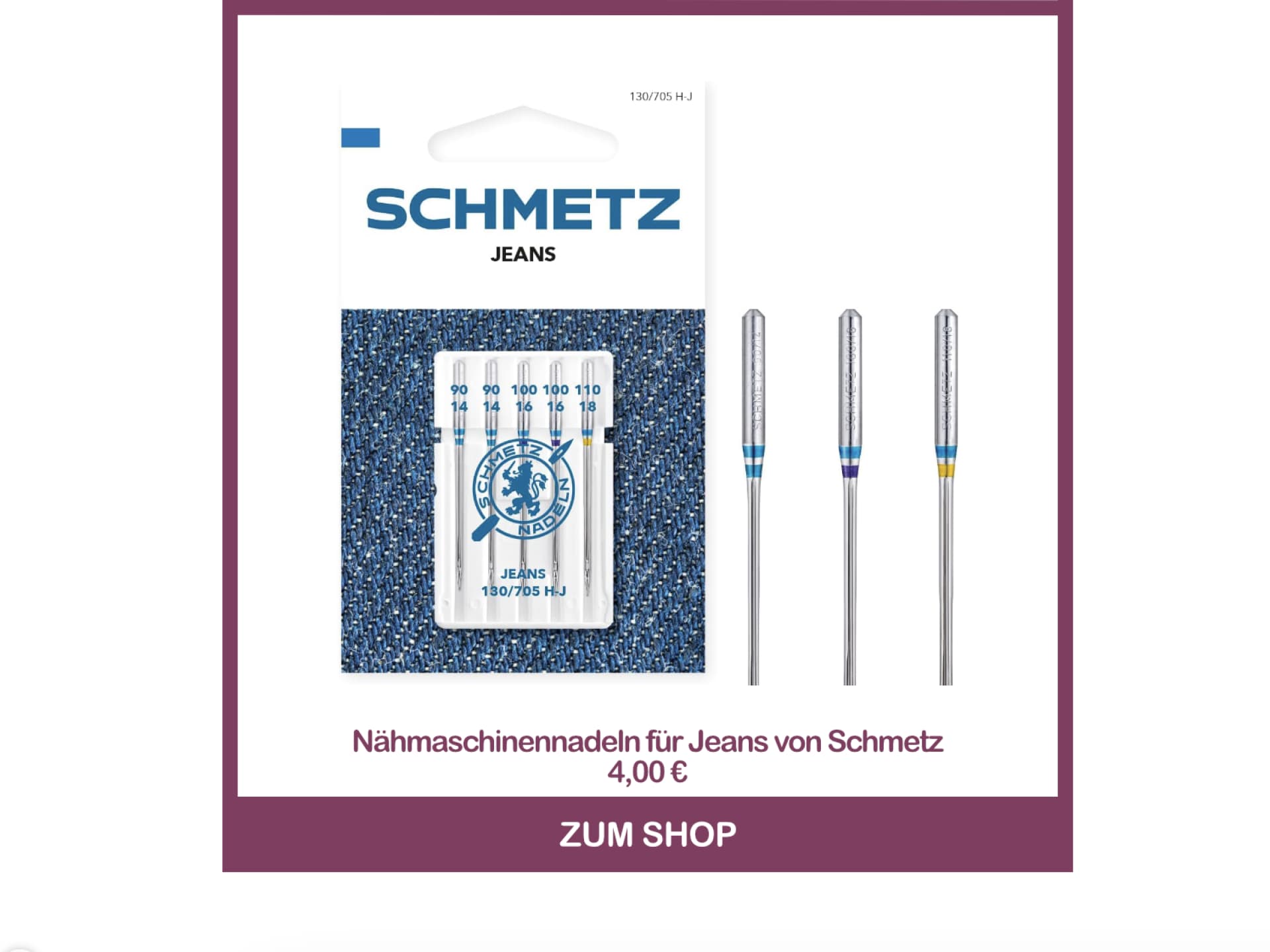 Jeans flicken mit Nähmaschinennadeln für Jeans von Schmetz