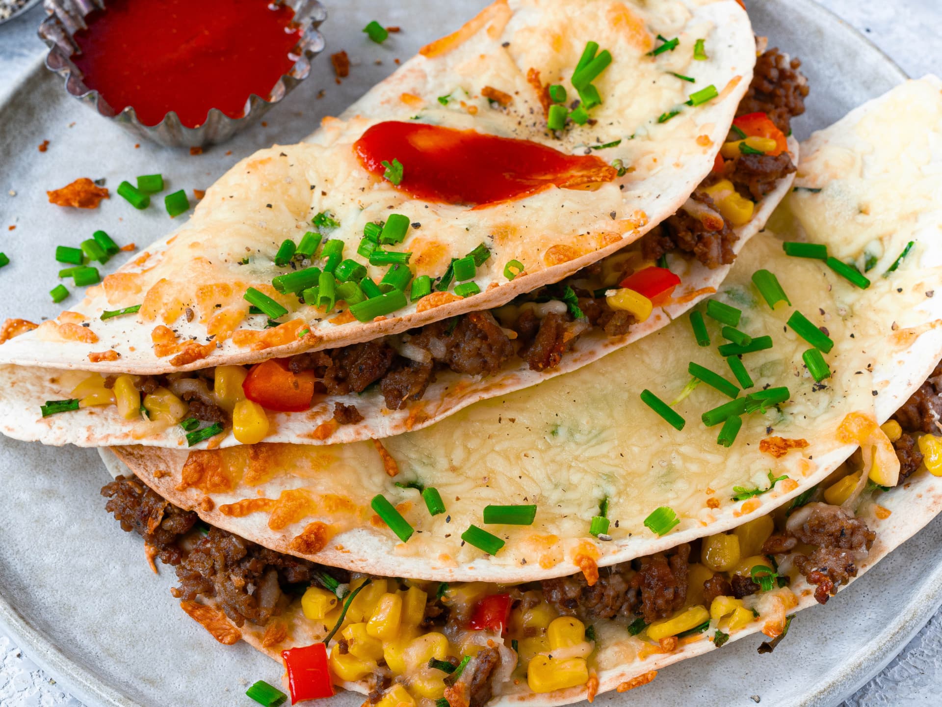 Schnelle Picknick-Idee für überbackene Quesadillas mit Hack
