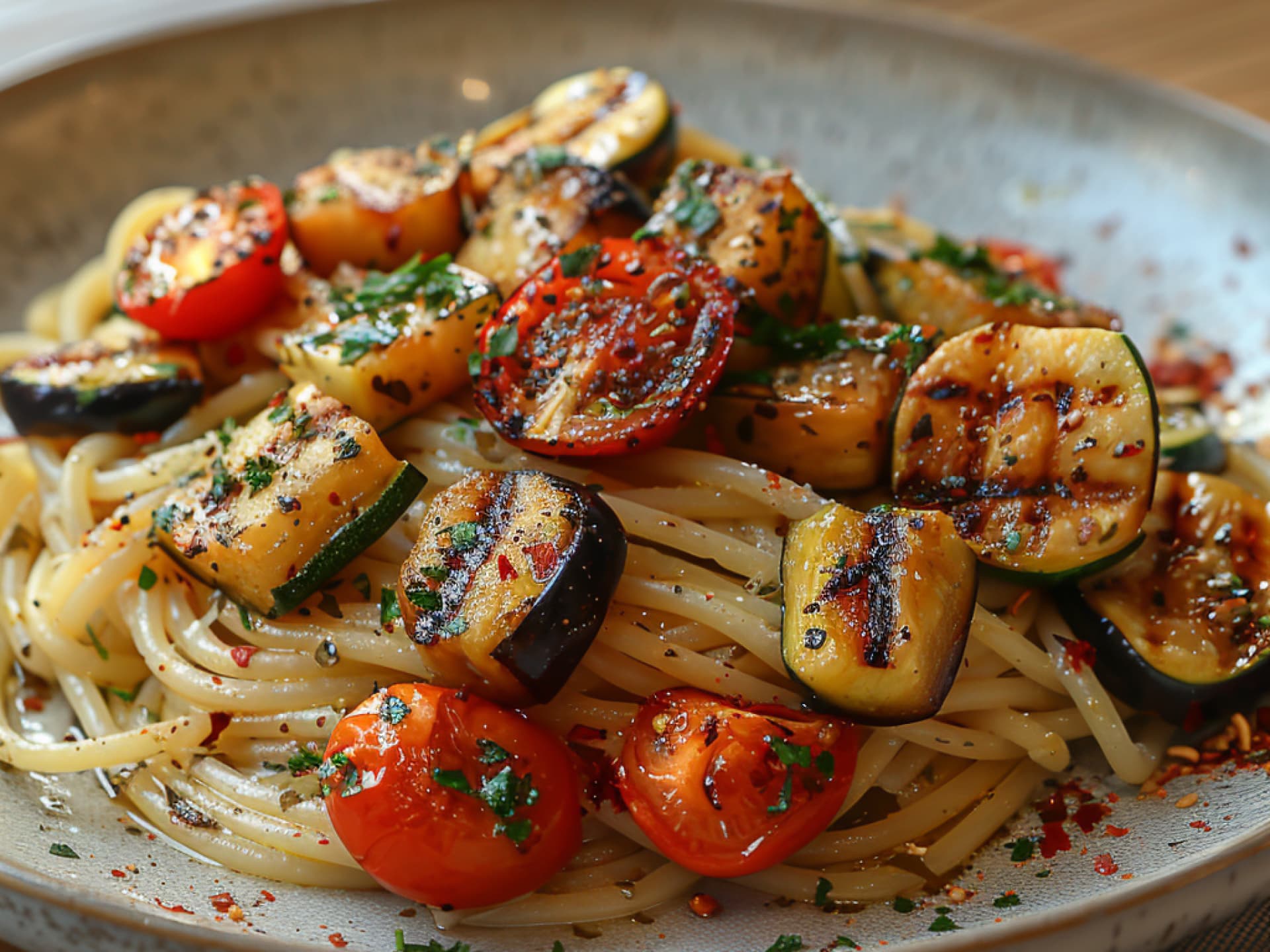 Spaghetti mit Grillgemüse 