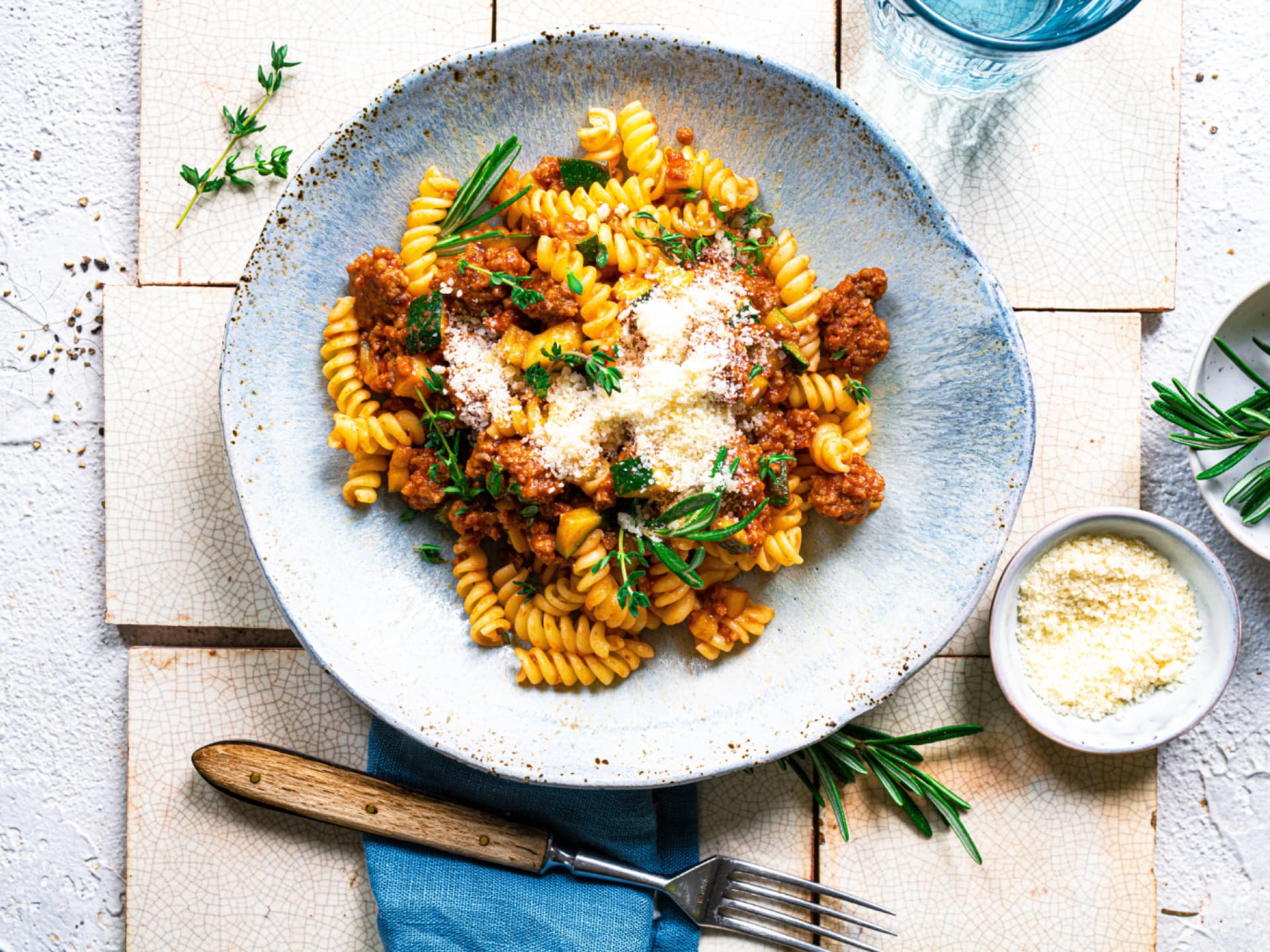 Spirelli mit Zucchini und Hackfleisch 