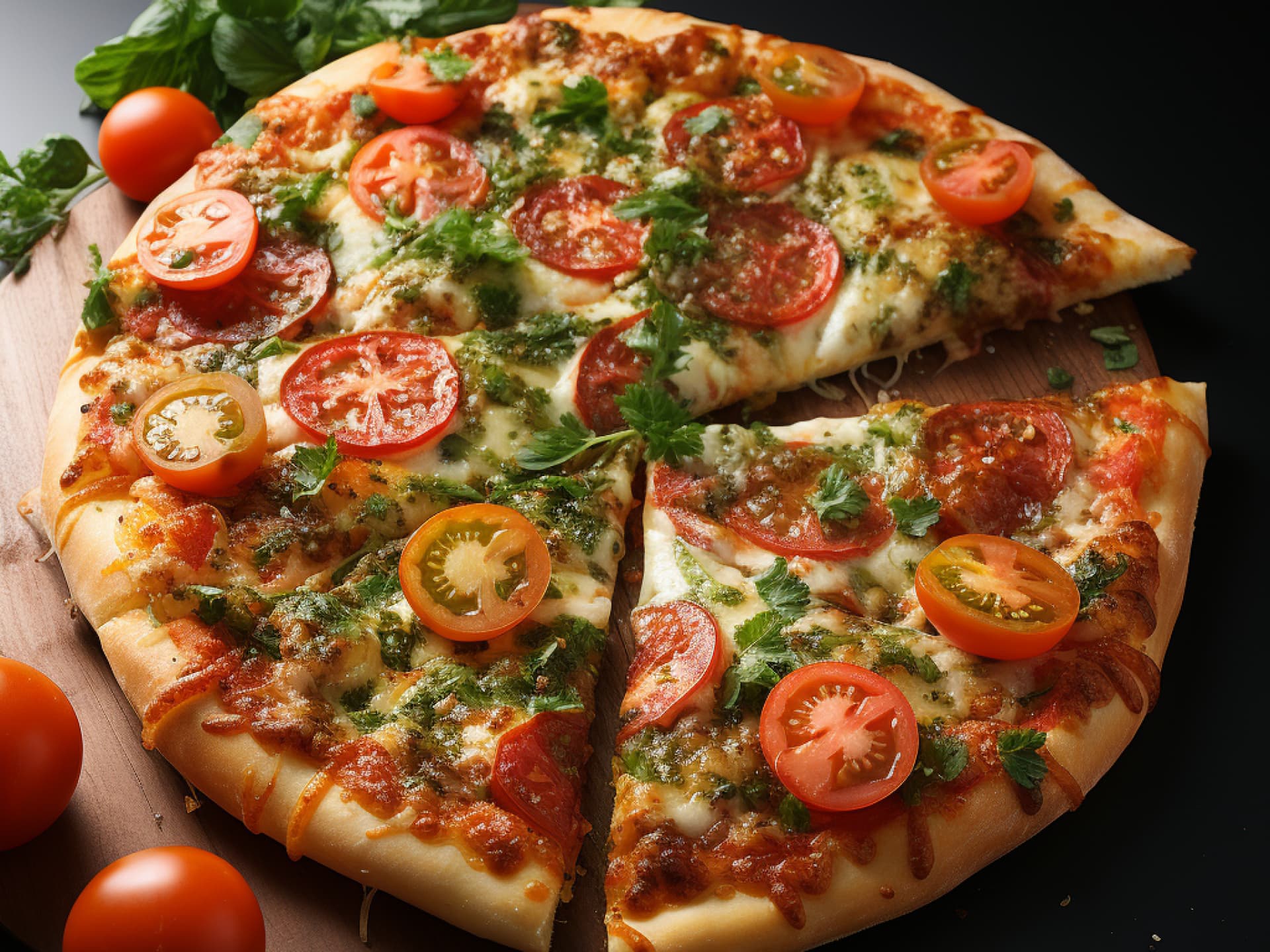 Tomatenpizza mit Minzpesto 