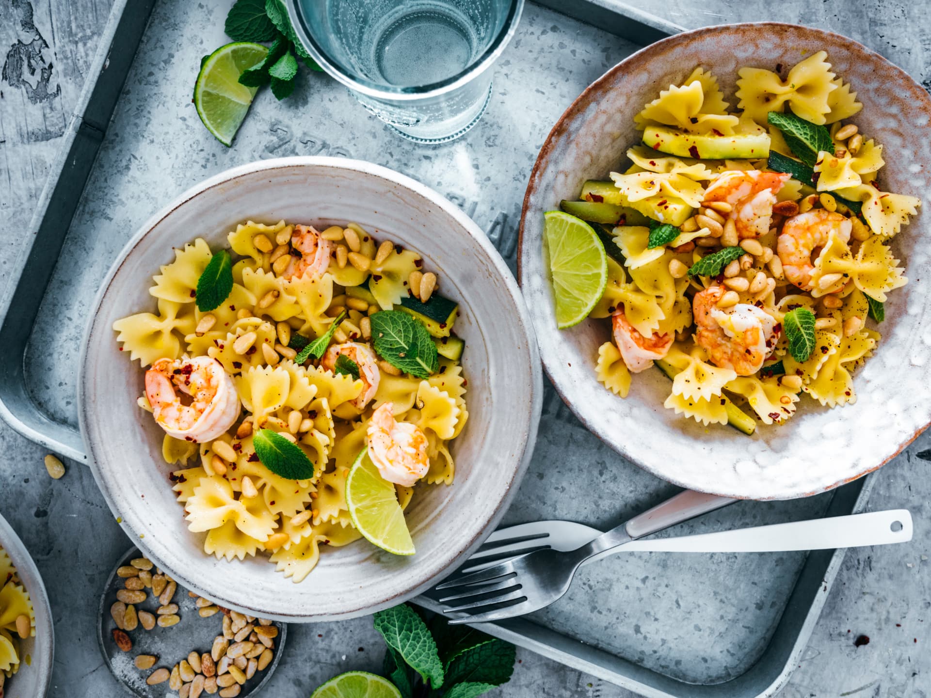 Schnelle Zucchini-Gerichte - Garnelen-Pasta mit Zucchini