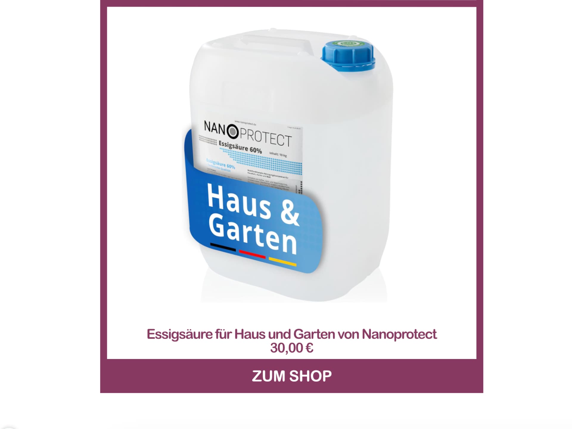 Abfluss reinigen mit Essigsäure von Nanoprotect