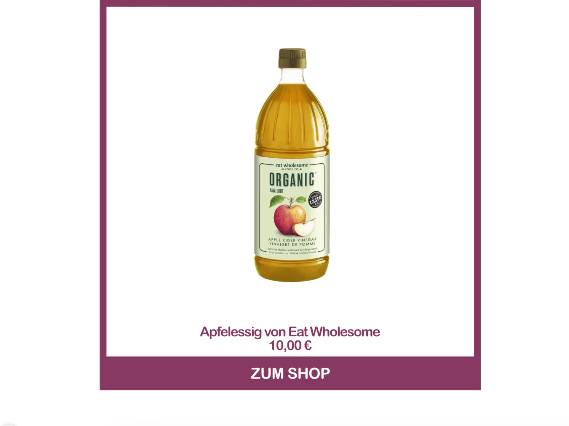Apfelessig zum Putzen von Eat Wholesome