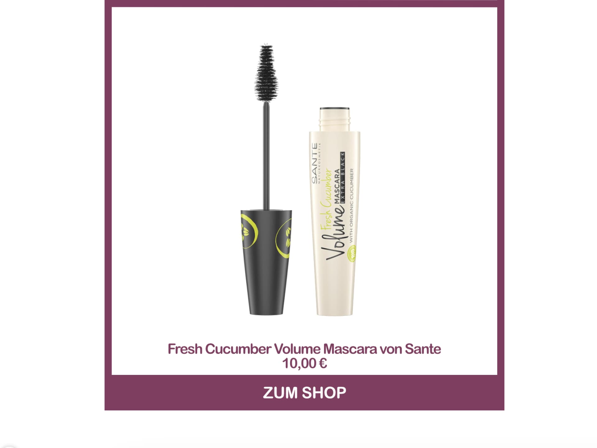 Beste Naturkosmetik Mascara - Fresh Cucumber Volume Mascara von Sante