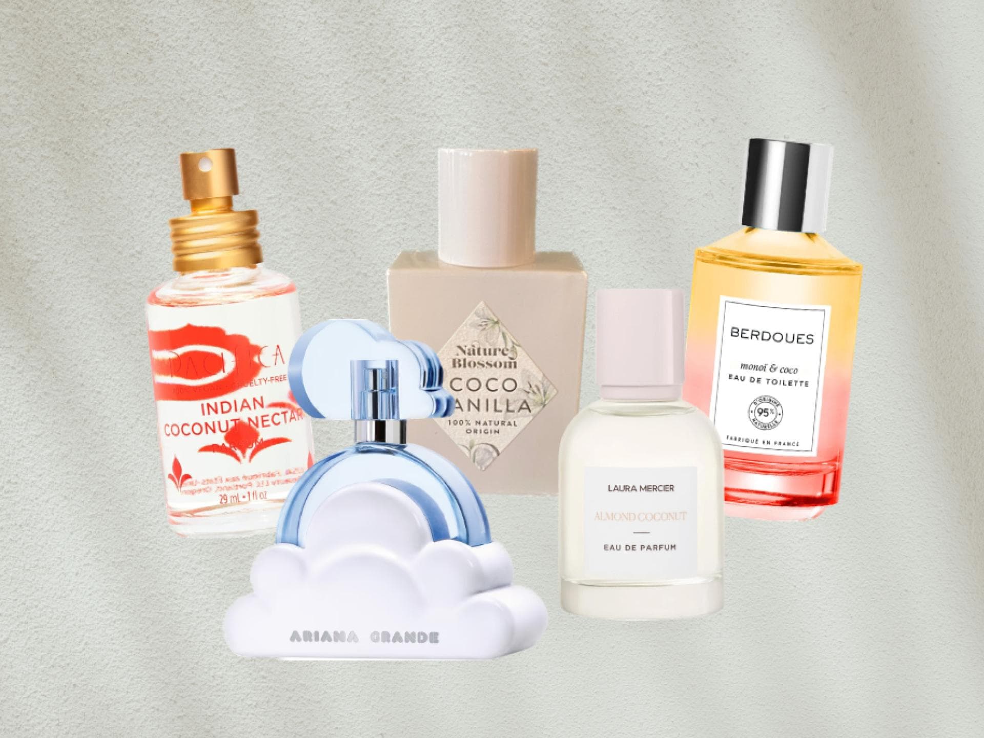 Verschiedene Parfums mit Kokos