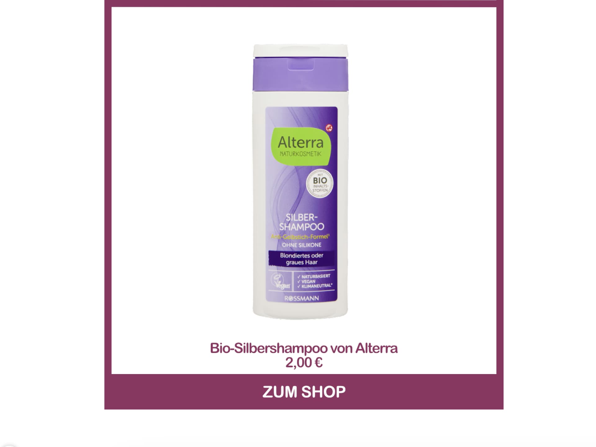 Bestes Naturkosmetik-Shampoo für graue Haare - Silbershampoo von Alterra