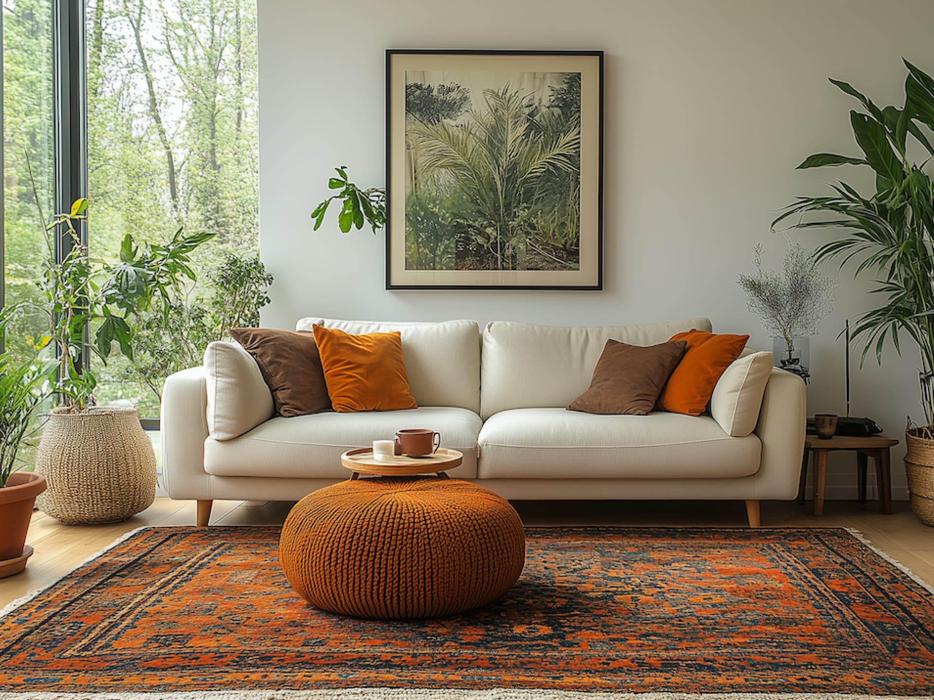 Couch mit einem großen Teppich davor