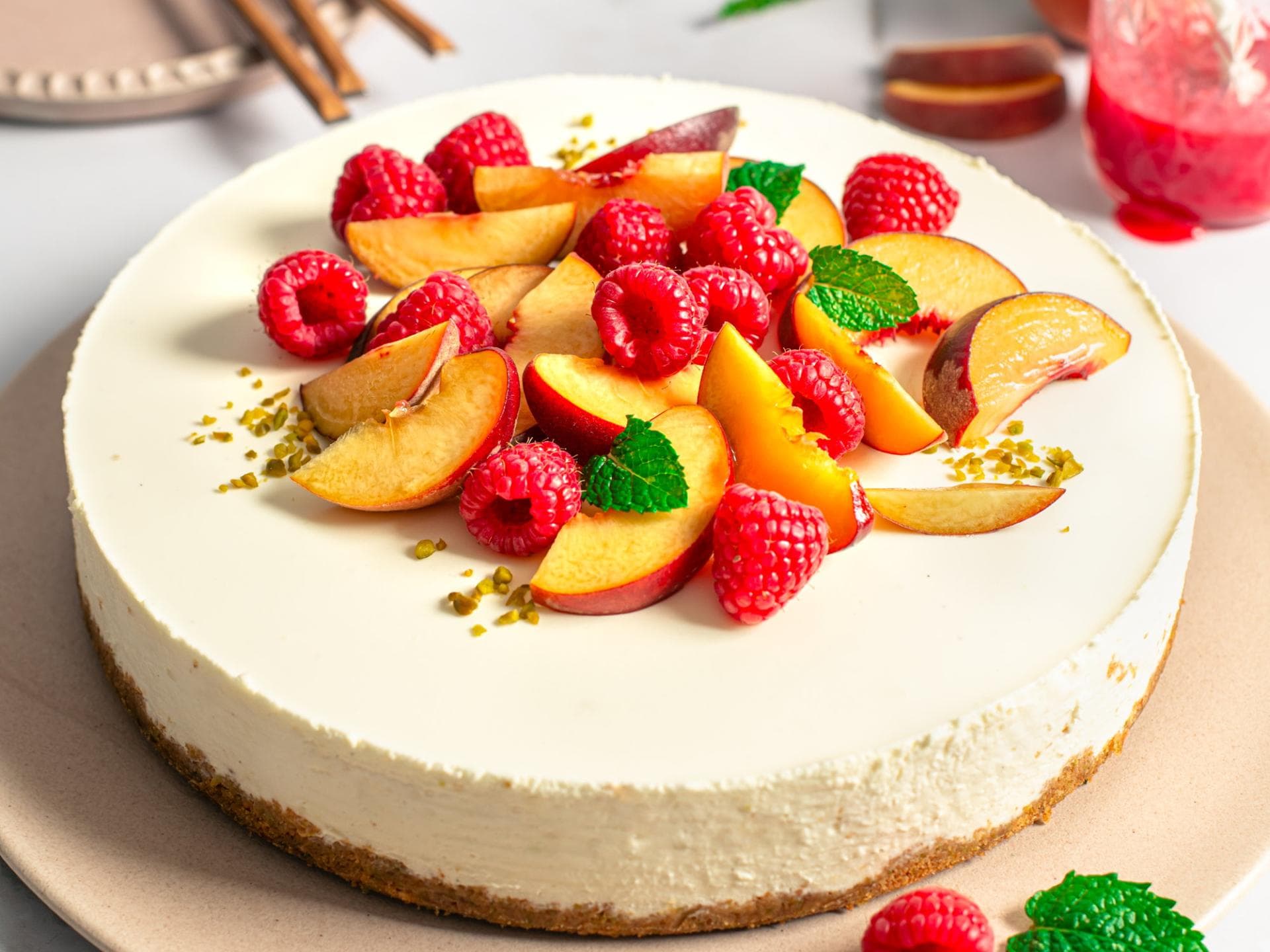 Käsekuchen mit Pfirsich