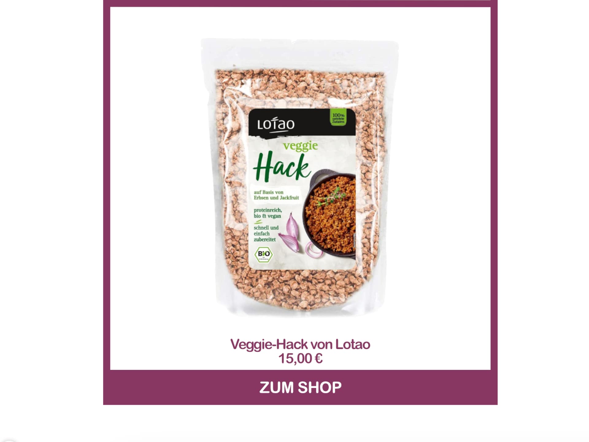 Veggie-Hack aus Jackfruit und Erbsenprotein von Lotao