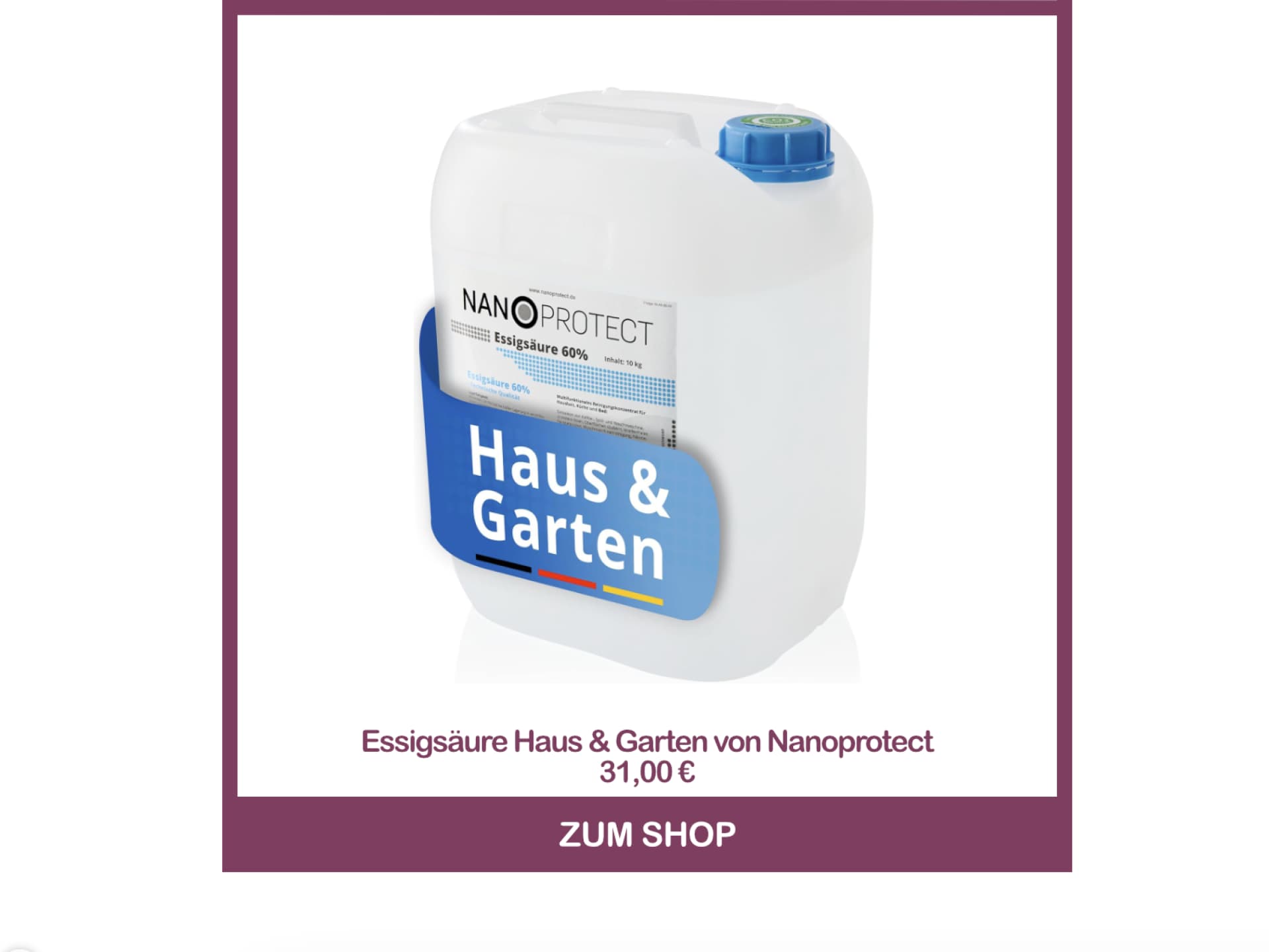 Hausmittel gegen Staub - Essigsäure von Nanoprotect