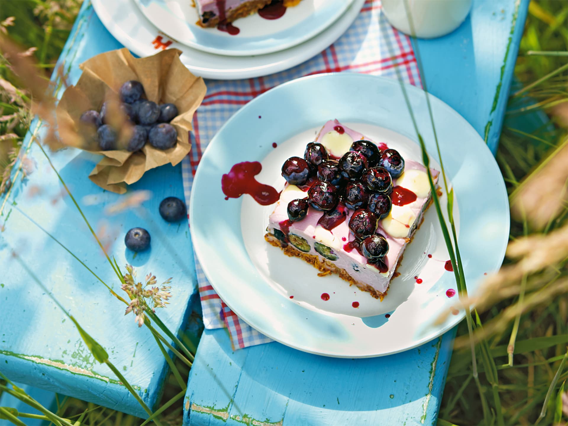 Kuchen ohne Mehl - Heidelbeer-Frischkäse-Torte