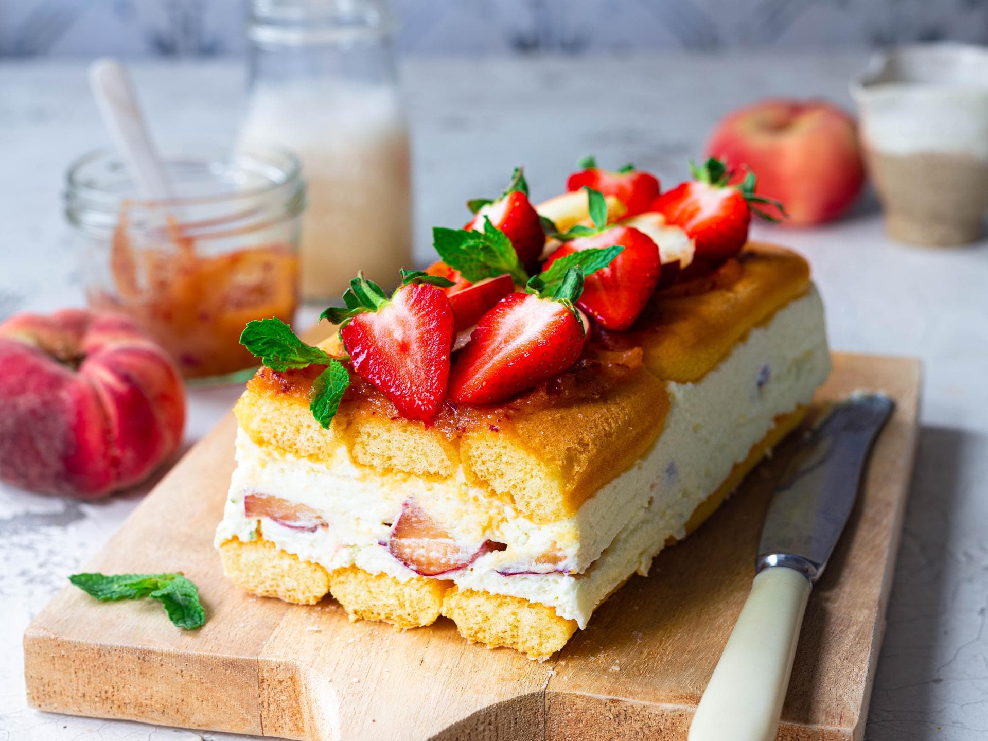 Pfirsich-Erdbeerkuchen 