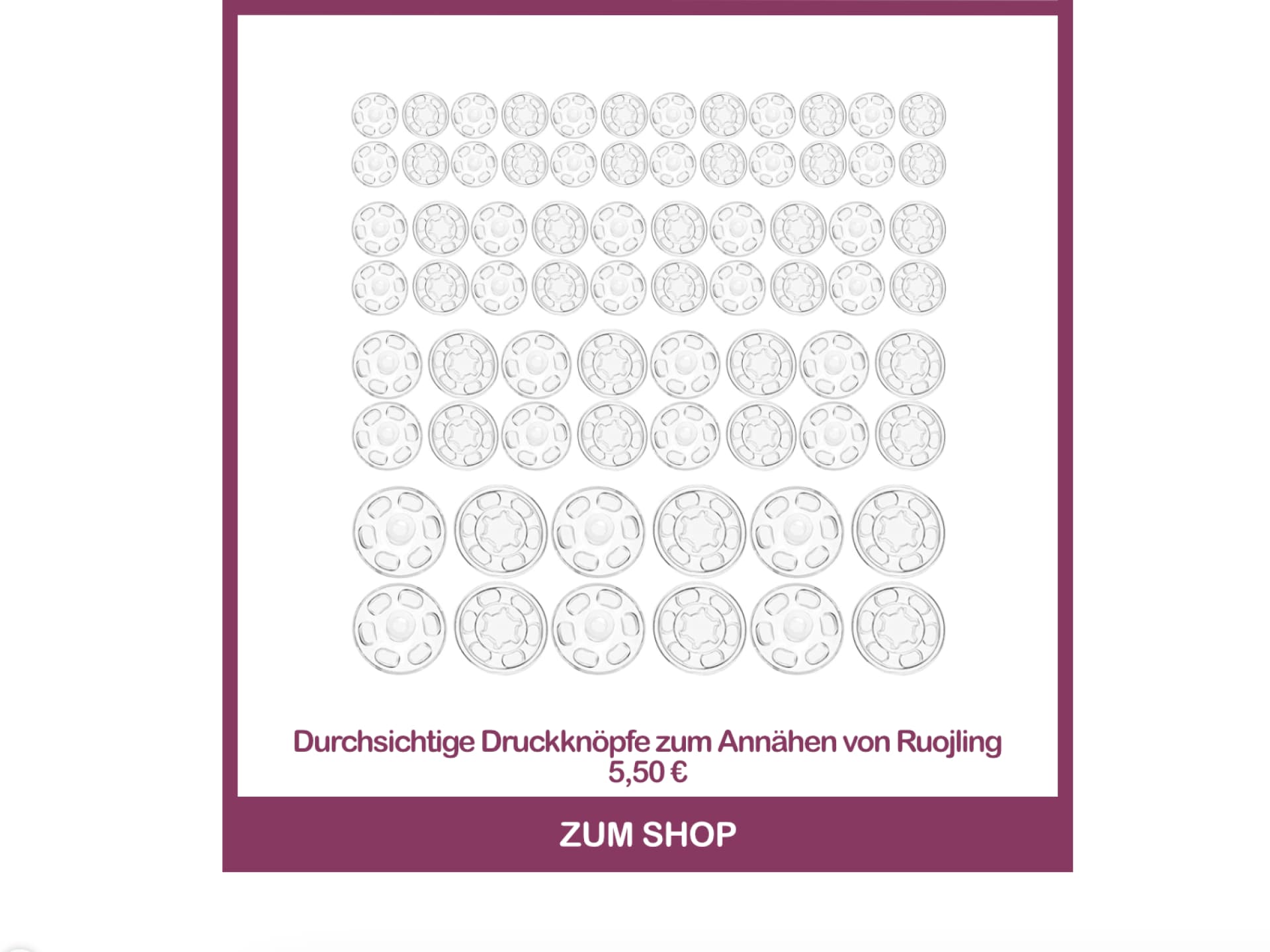 Unsichtbare Druckknöpfe zum Annähen von Ruojling