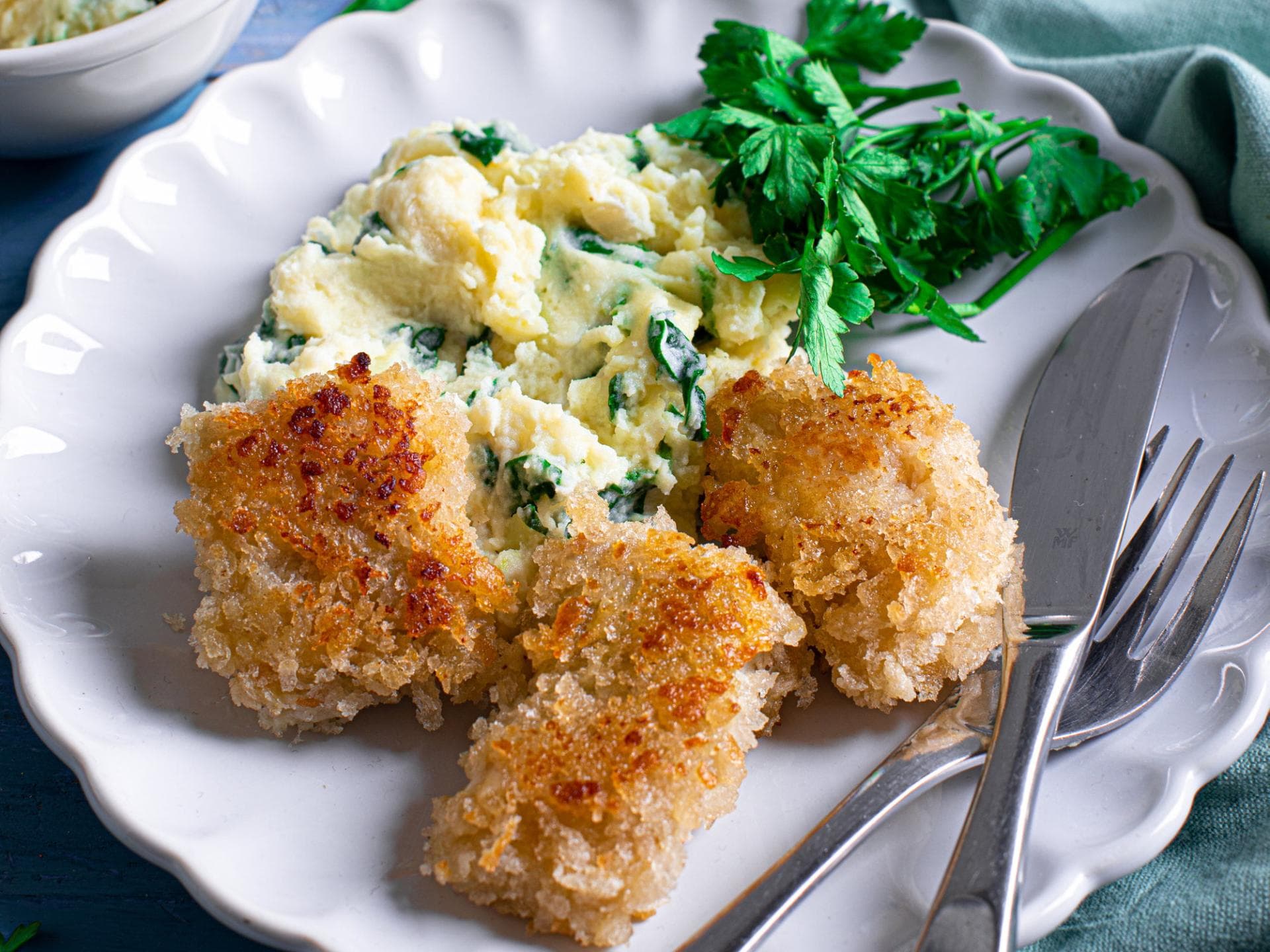 Fischnuggets mit Kartoffelstampf