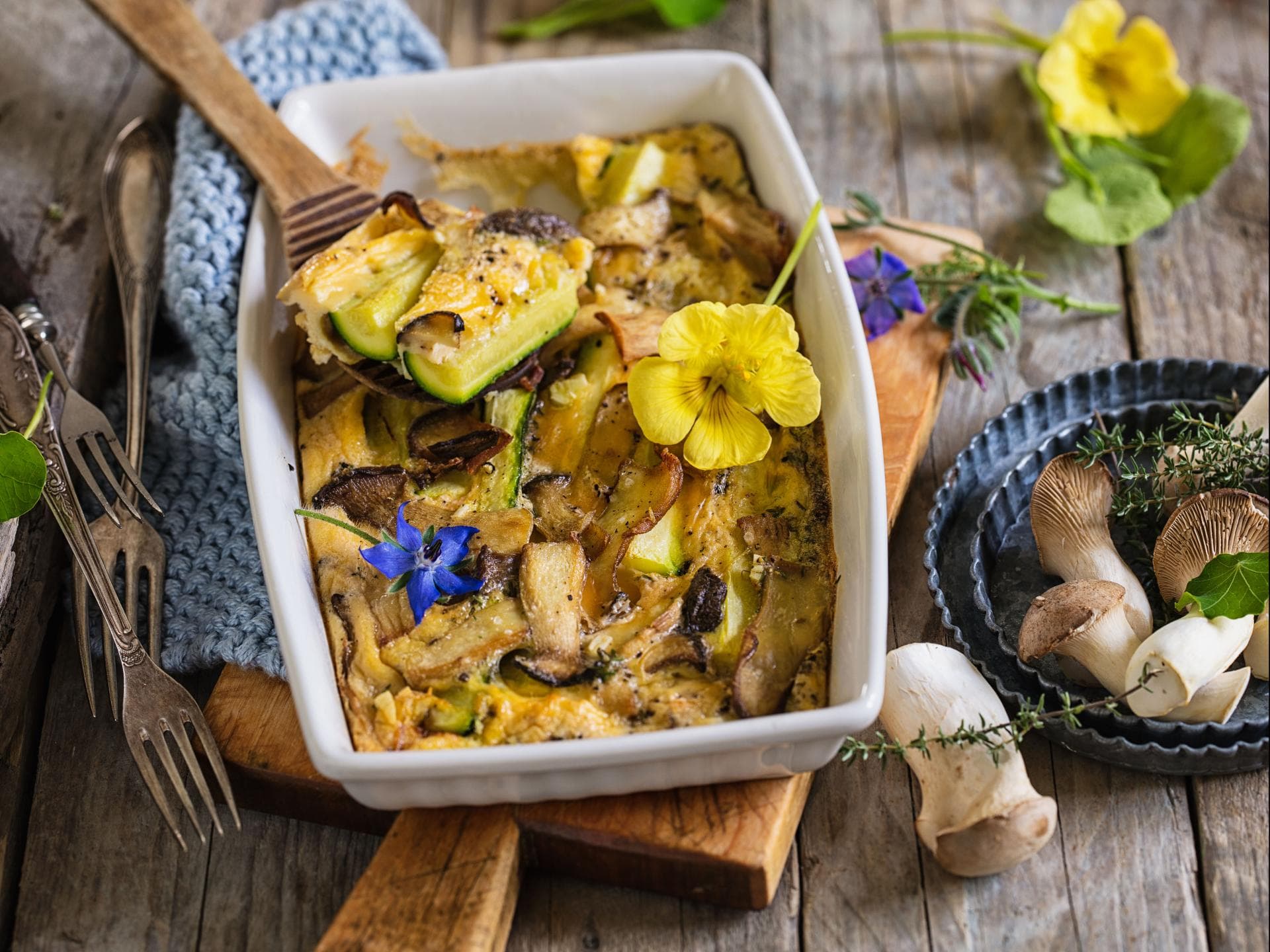 Zucchini-Frittata mit Kräuterseitlingen 