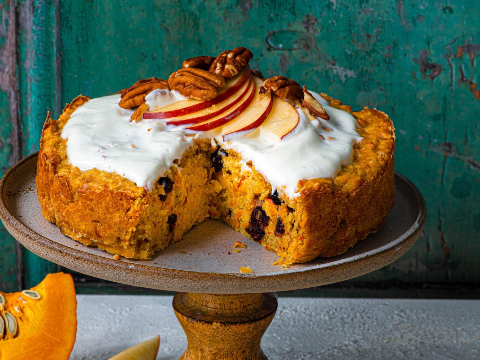 Kürbis-Apfelkuchen mit Haferflocken 