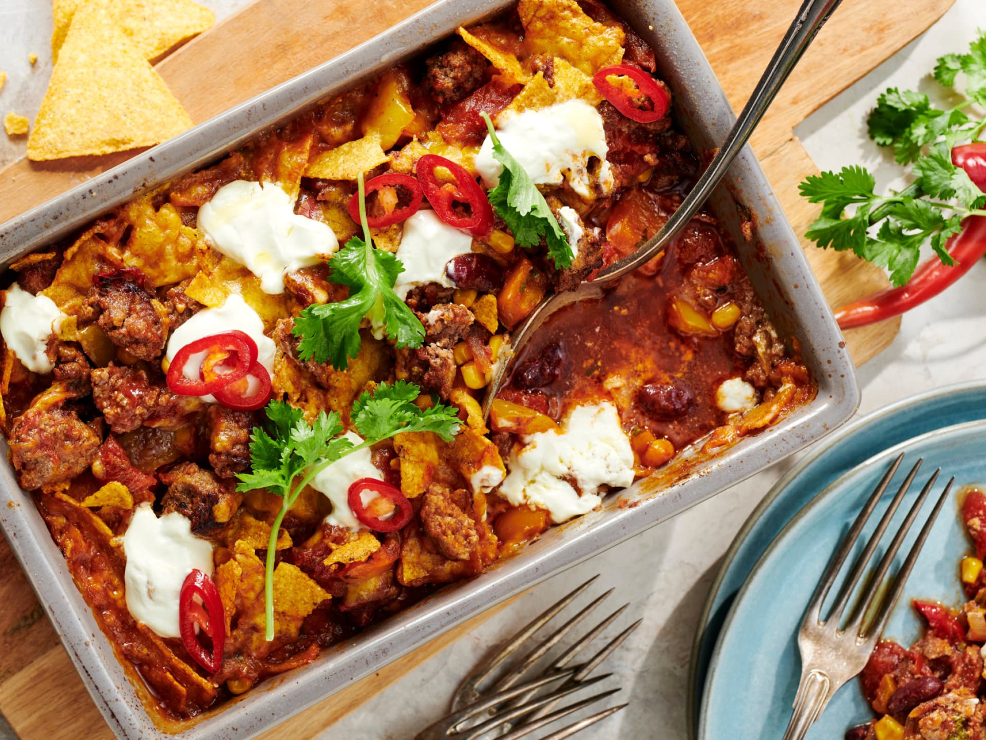 Mexikanischer Hack-Auflauf mit Tortilla-Kruste