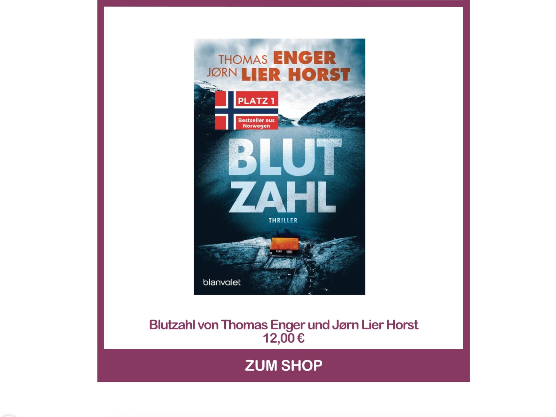 Norwegen-Krimi - Blutzahl von Thomas Enger und Jørn Lier Horst