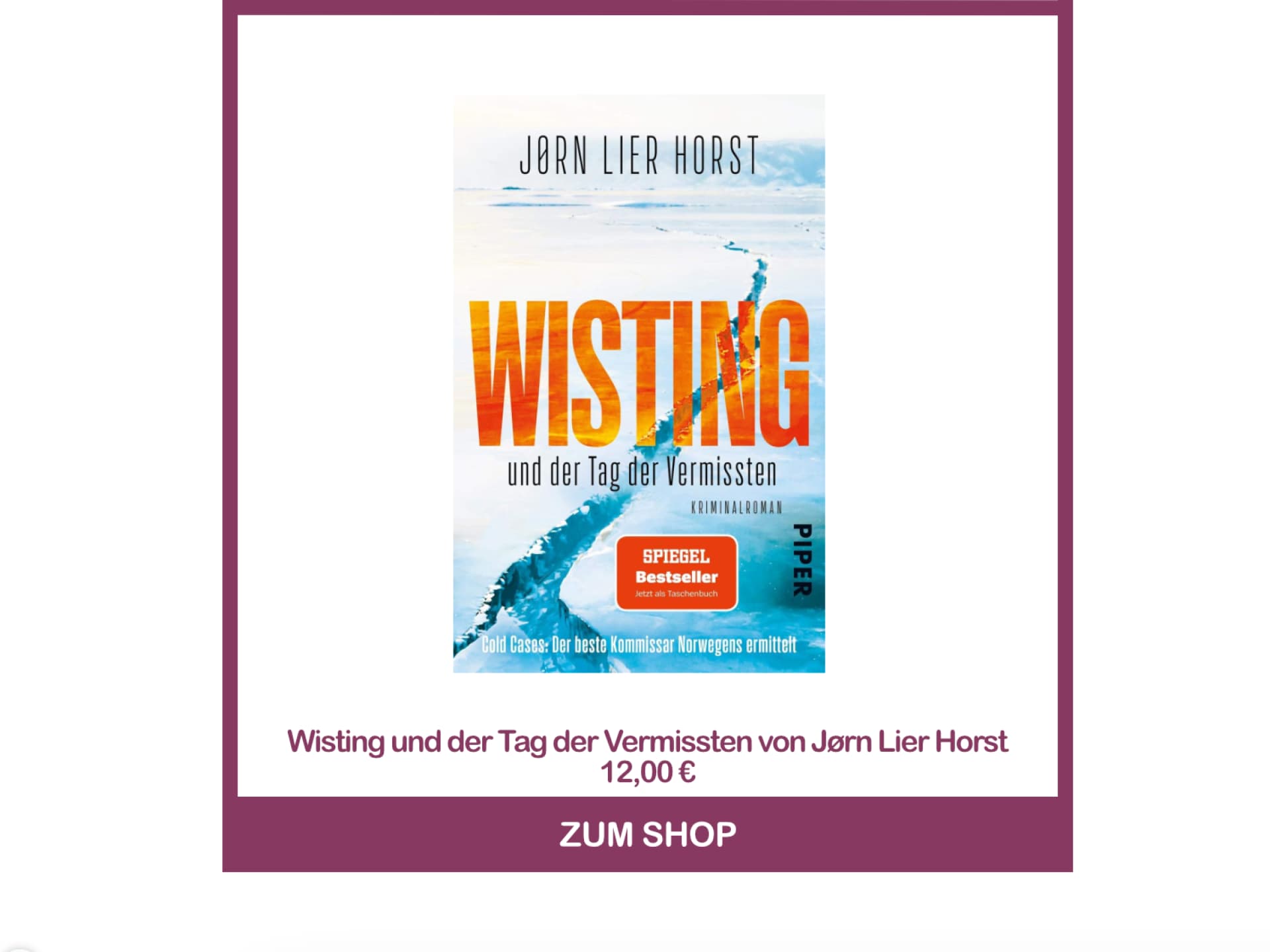 Norwegen-Krimi Wisting und der Tag der Vermissten von Jorn Lier Horst