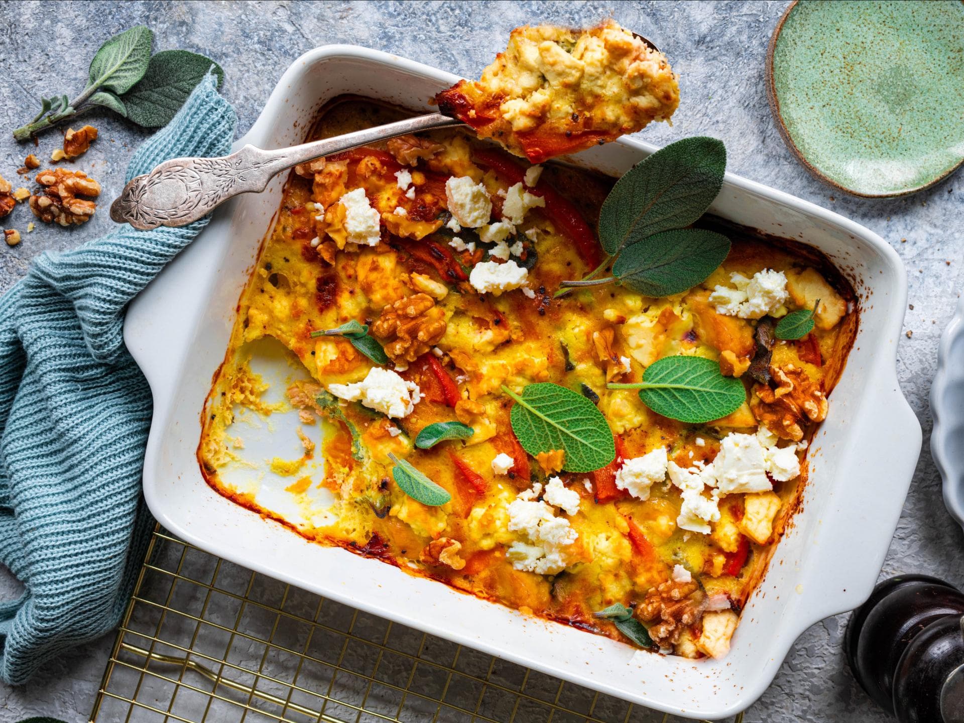 Schnitzel-Auflauf mit Kürbis und Feta