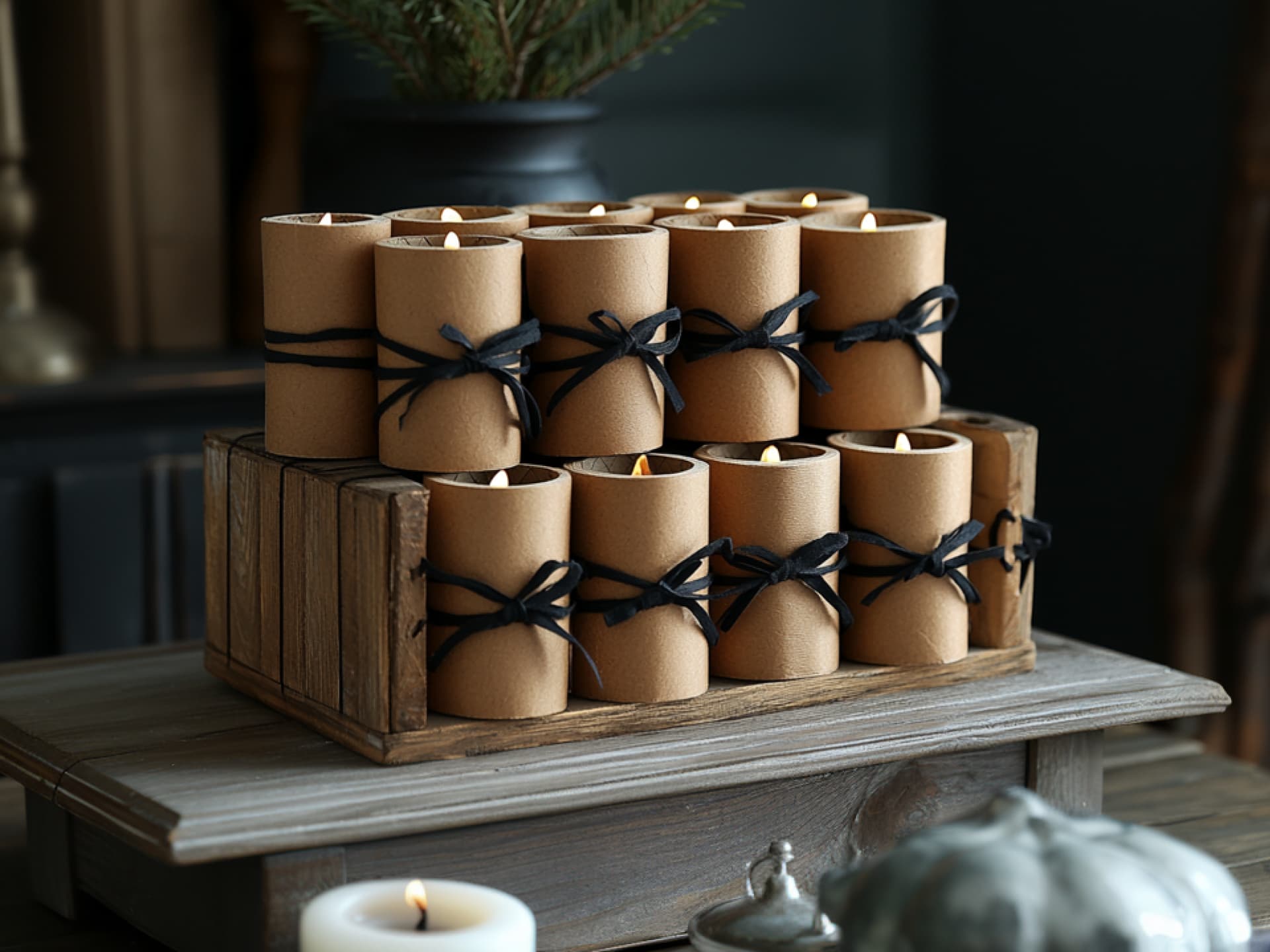 Adventskalender aus Klorollen im minimalistischen Design