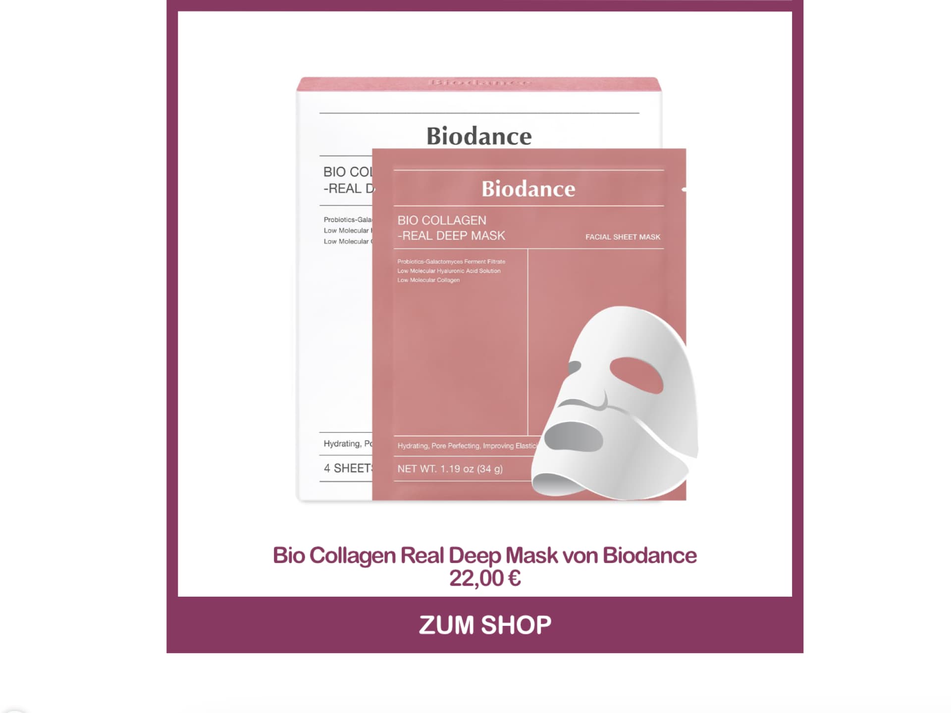 Beste Kollagen-Maske - Bio Collagen Real Deep Mask von Biodance