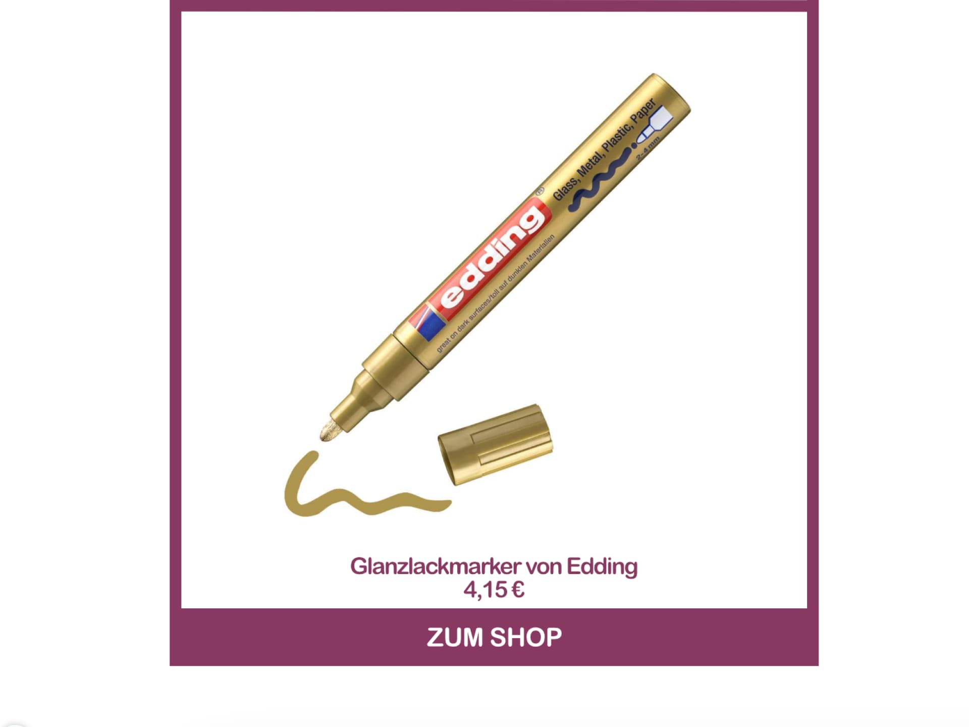 Glanzlackmarker in Gold von Edding