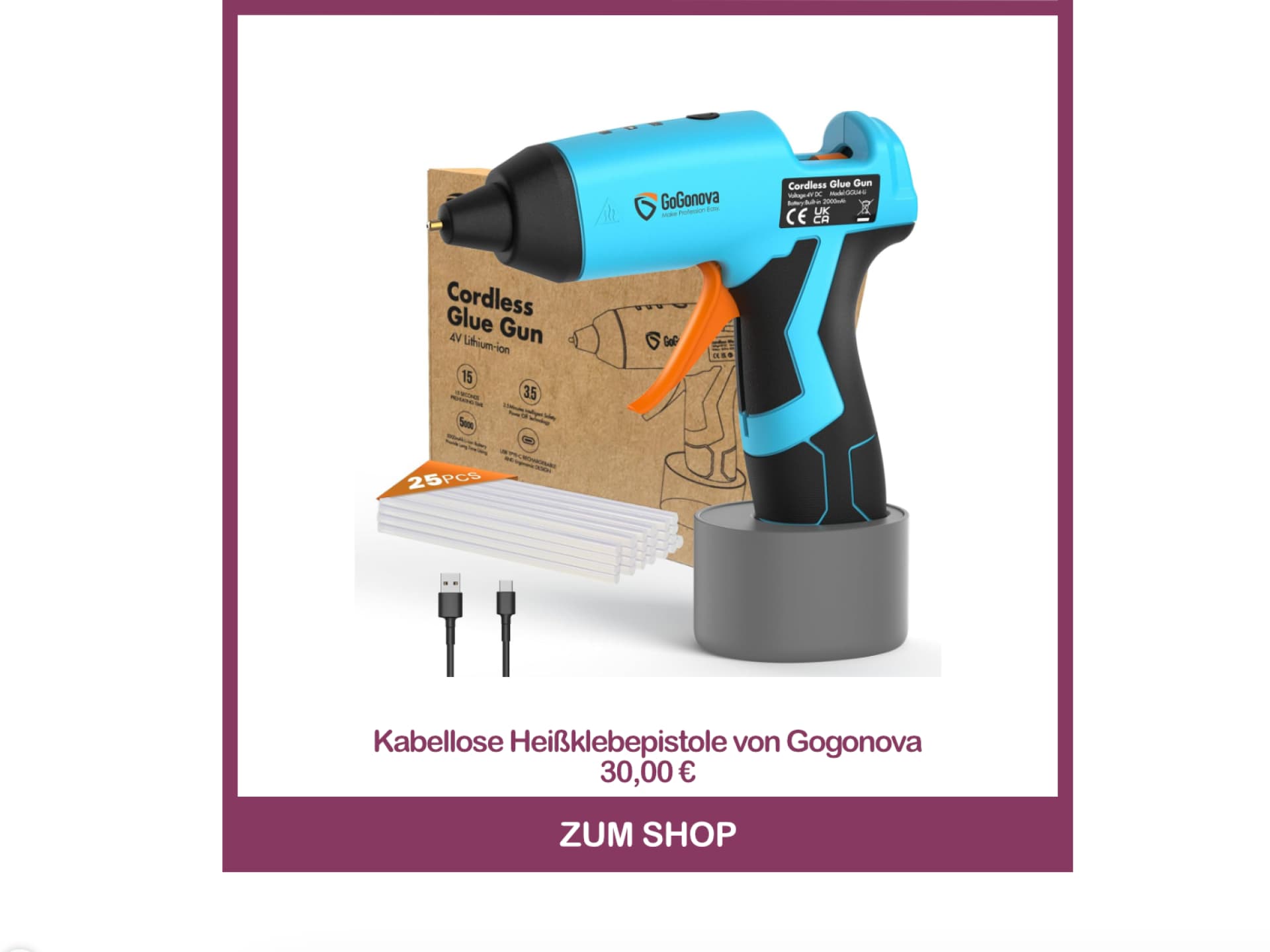 Kabellose Heißklebepistole von Gogonova