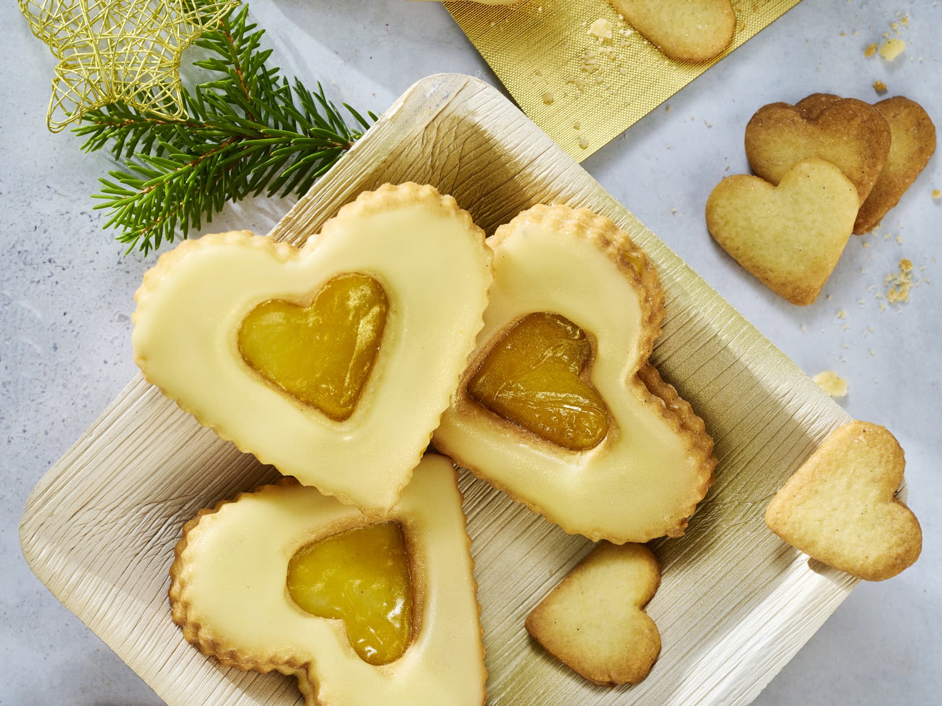 Linzer Lemon-Herzen-Plätzchen 