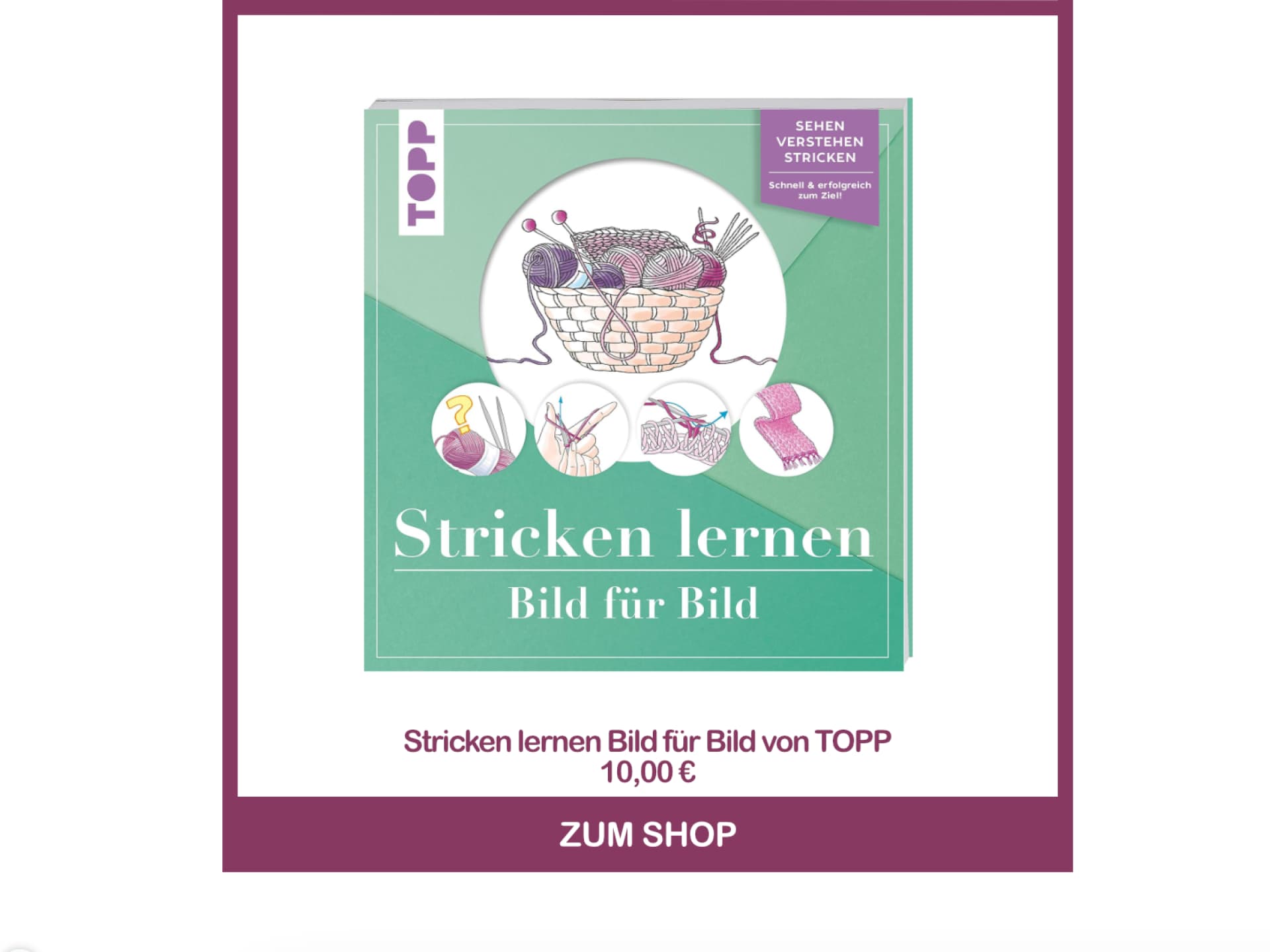 Strickbuch für Anfänger - Stricken lernen Bild für Bild von TOPP