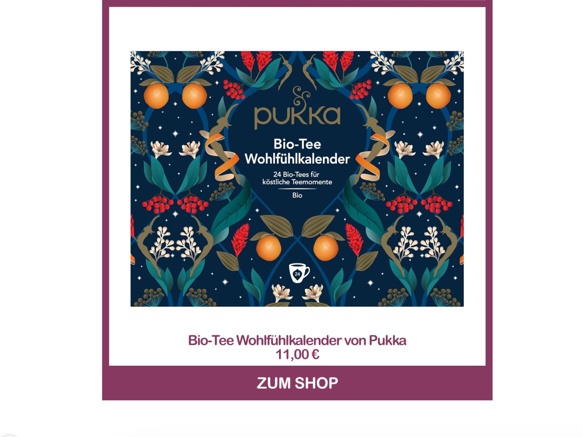 Bester Tee-Adventskalender - Tee-Adventskalender von Pukka