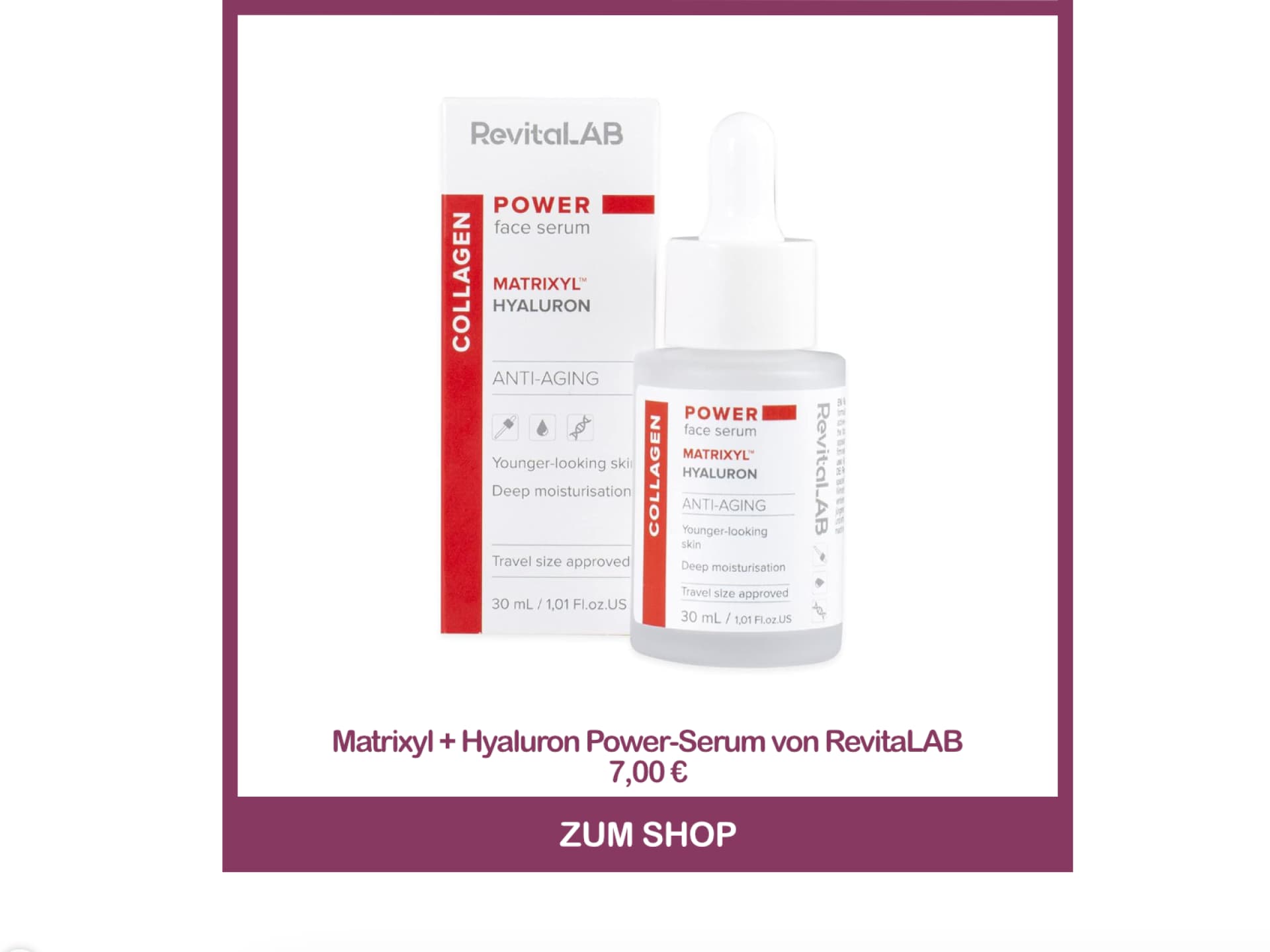 Matrixyl + Hyaluron Serum von RevitaLAB