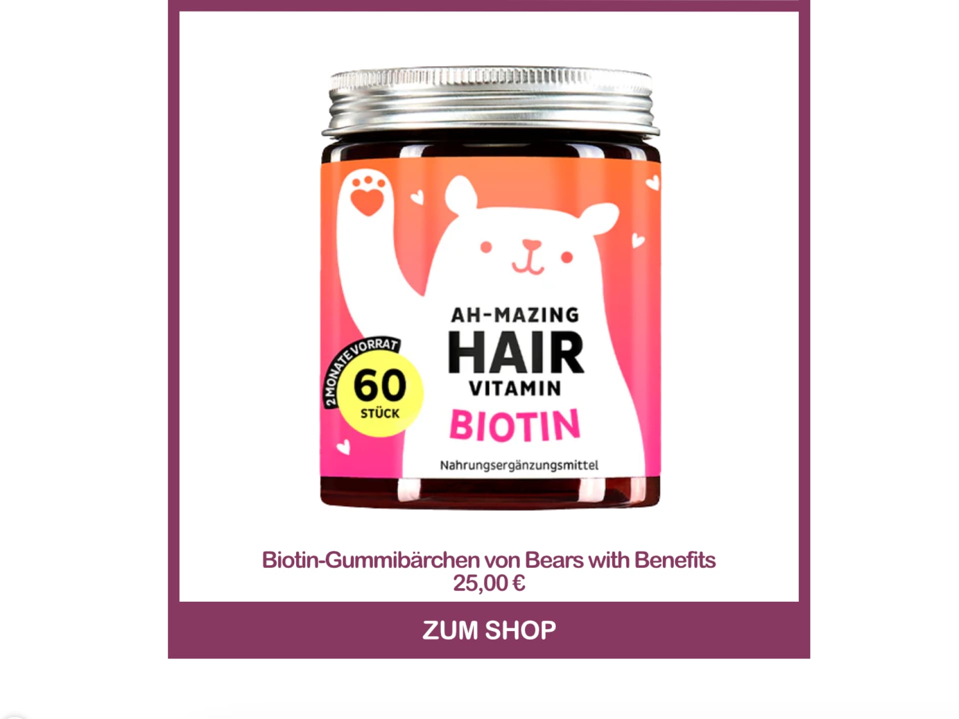 Pony rauswachsen lassen mit den Biotin-Gummibärchen von Bears with Benefits