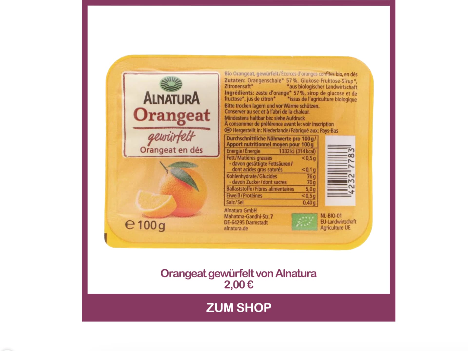 Saftige Orangenplätzchen mit Orangeat gewürfelt von Alnatura