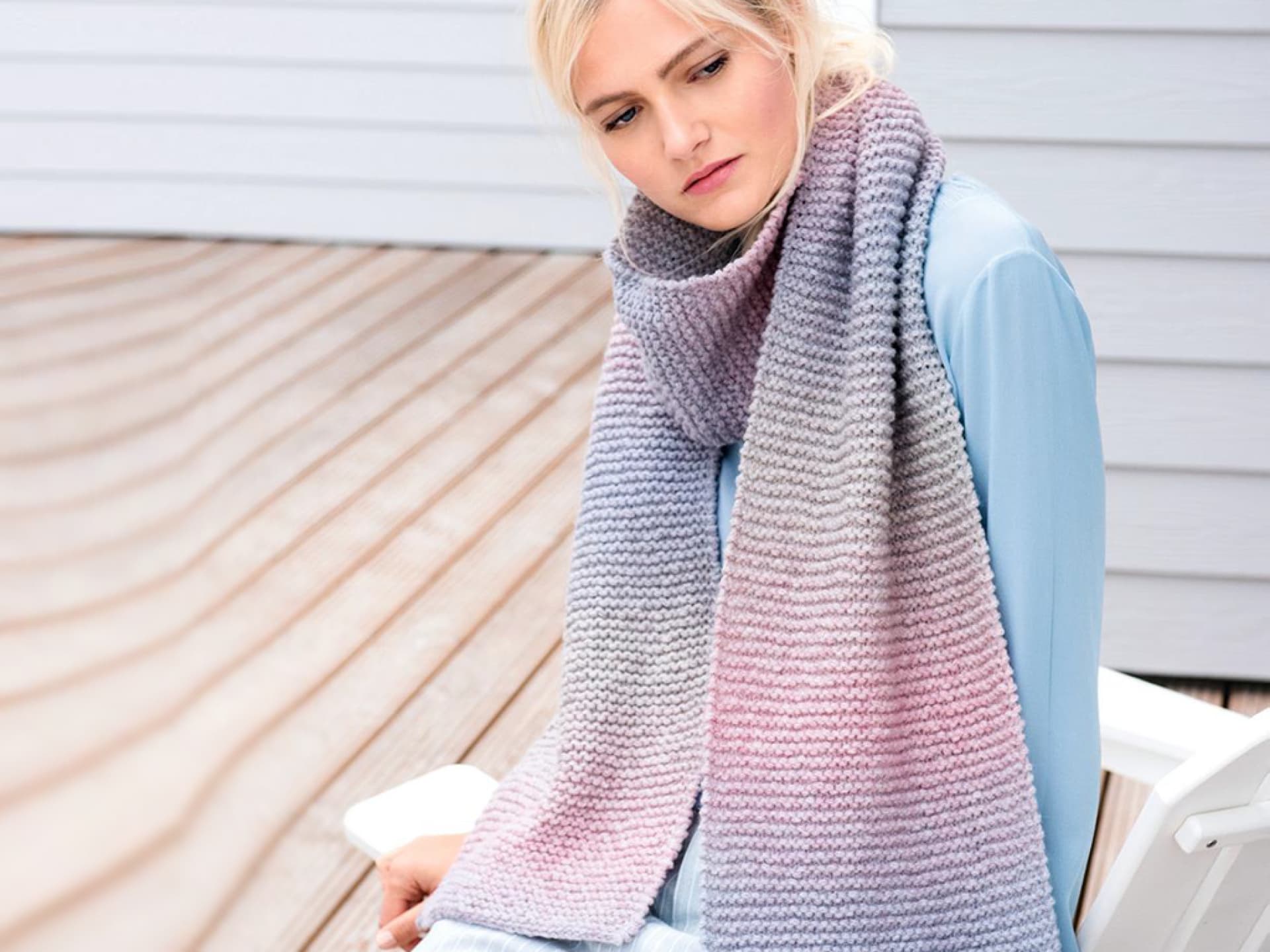 Stricken mit Merinowolle - XXL-Schal mit Farbverlauf