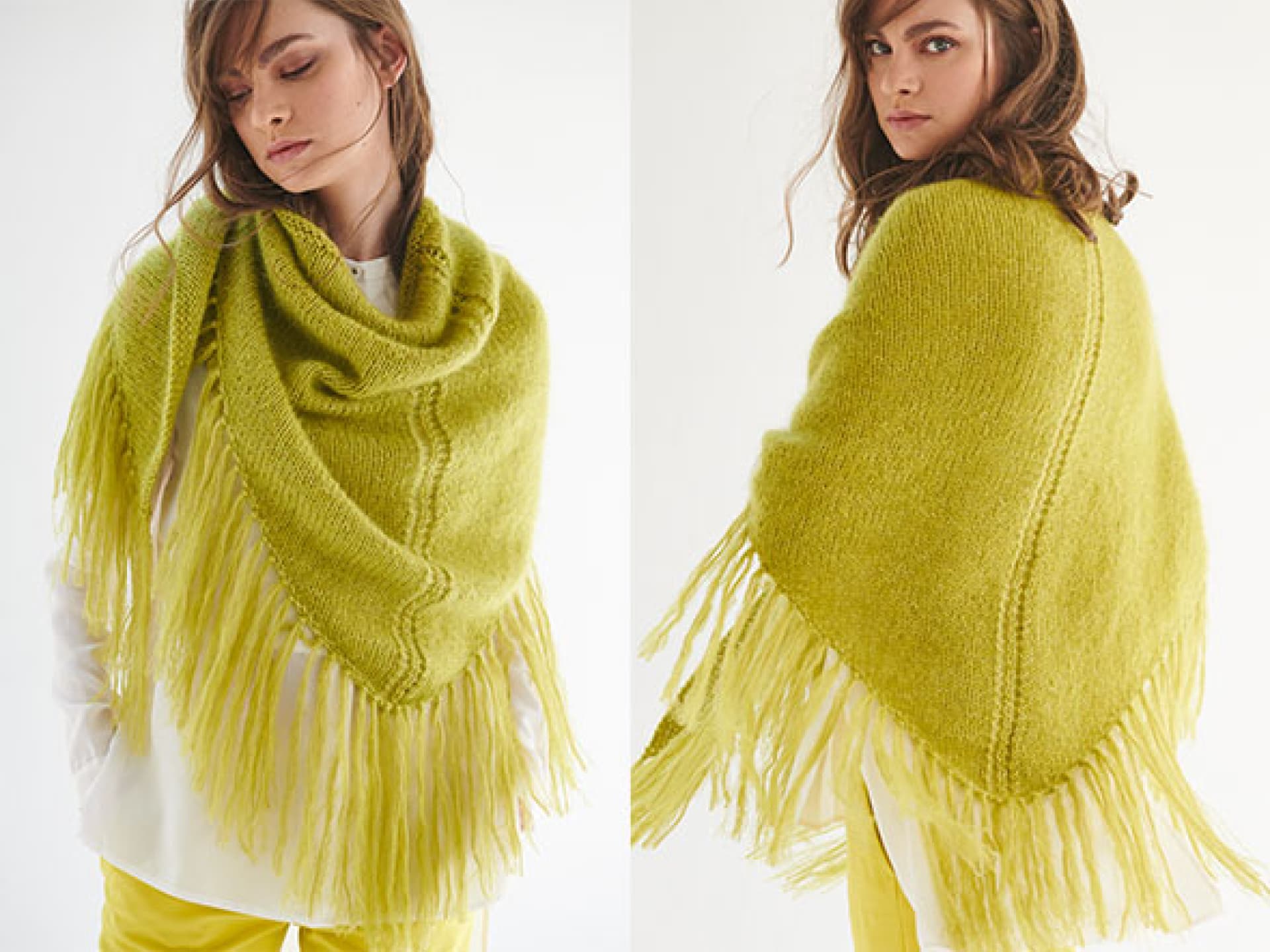 Stricken mit Mohair - Model in Stola-Dreieckstuch für kühle Tage