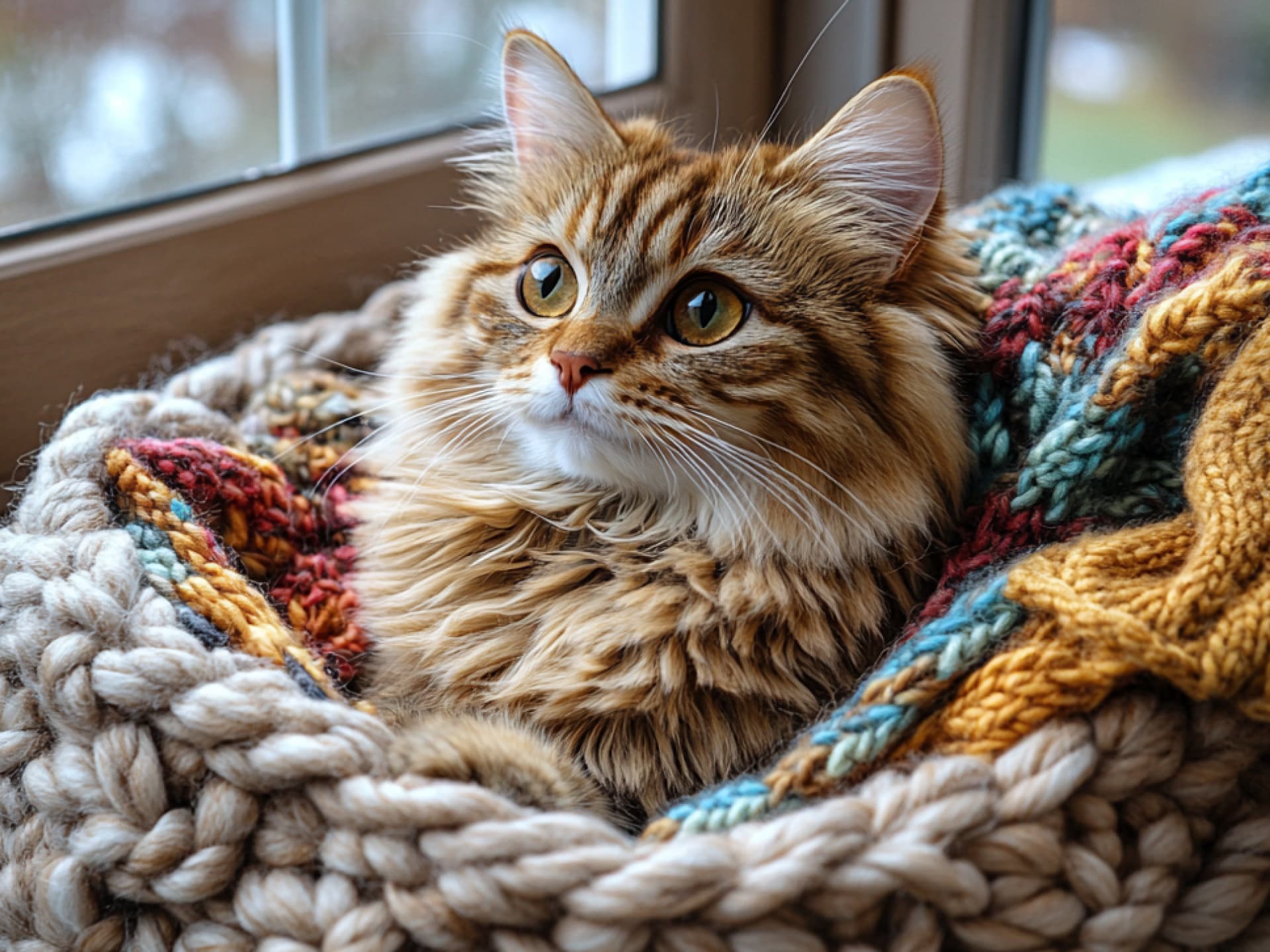 Armstrick-Katzenkorb Armstricken Ideen - gestrickter Katzenkorb