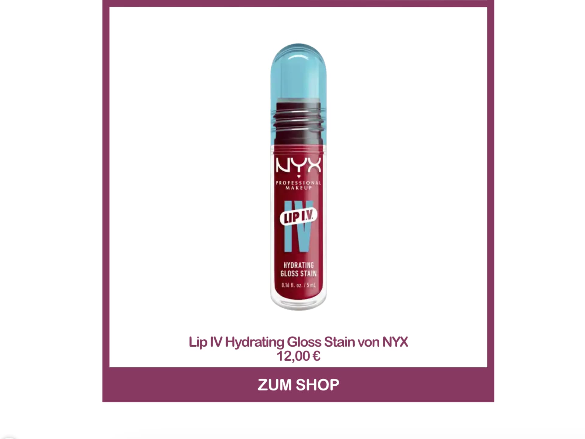 Lipgloss für ältere Frauen - Lip IV Hydrating Gloss Stain von NYX